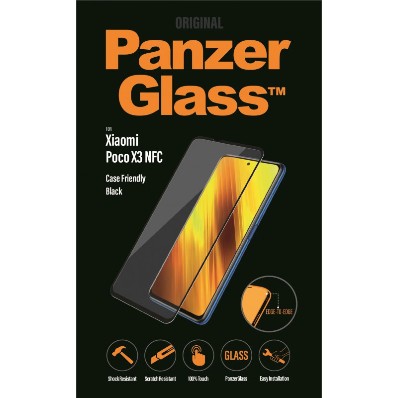 Стъклен протектор PanzerGlass за  Xiaomi Poco X3 , caseFriendly - Черен
