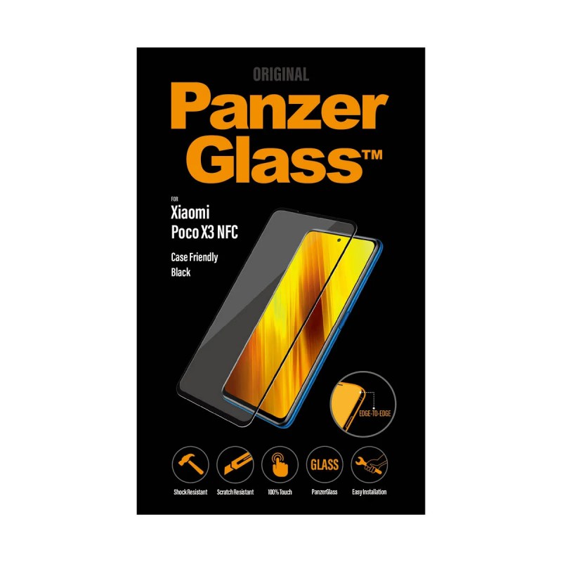 Стъклен протектор PanzerGlass за  Xiaomi Poco X3 , caseFriendly - Черен