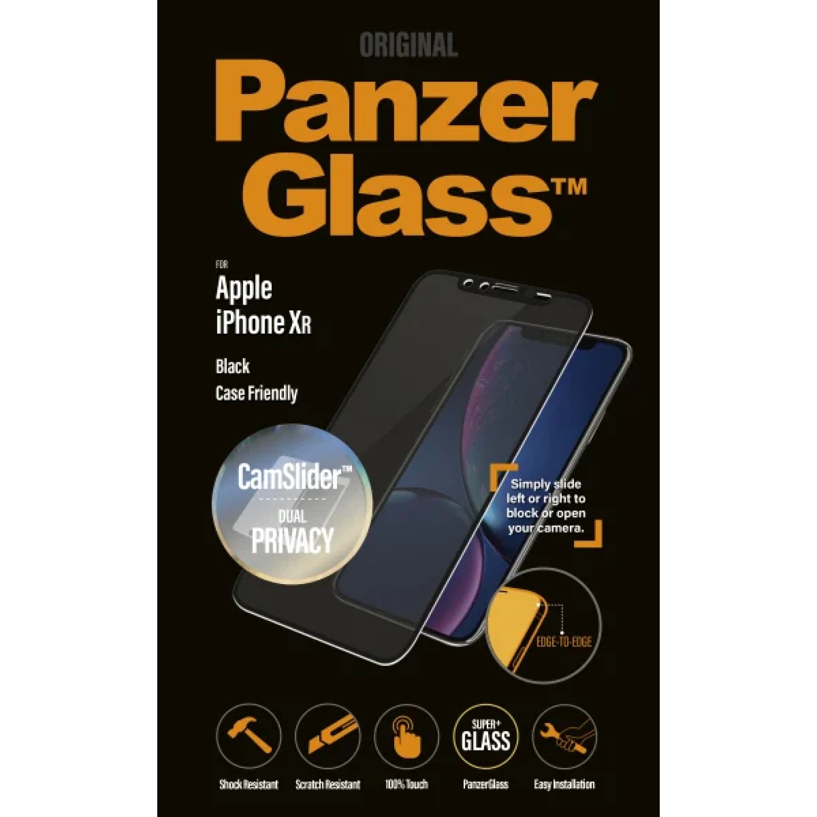 Стъклен протектор PanzerGlass за Apple Iphone XR/11  CaseFriendly CamSlider - Черен