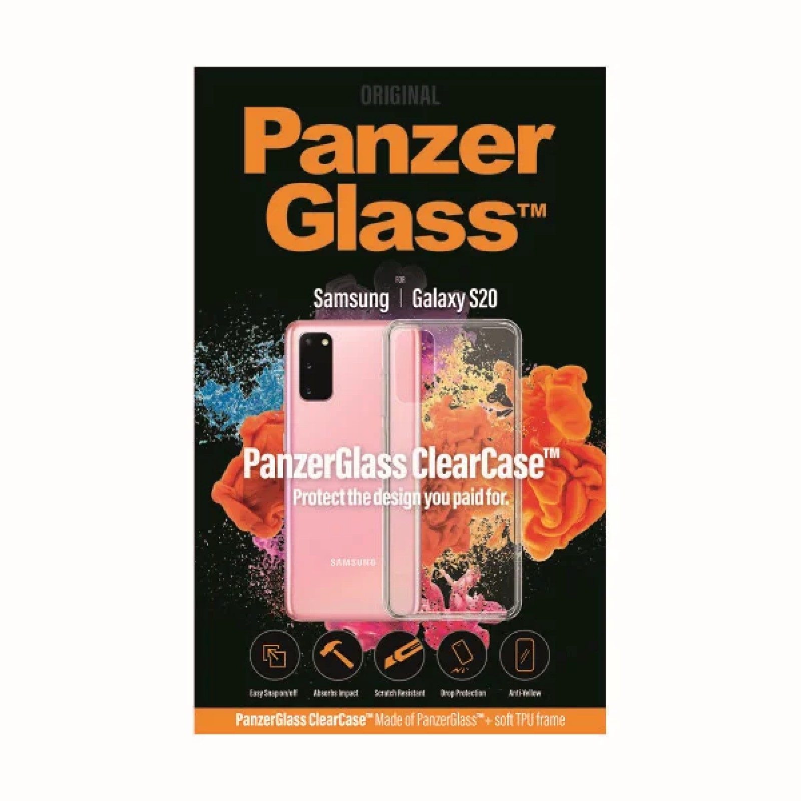 Стъклен протектор PanzerGlass за Samsung Galaxy S20   Черен/Прозрачен