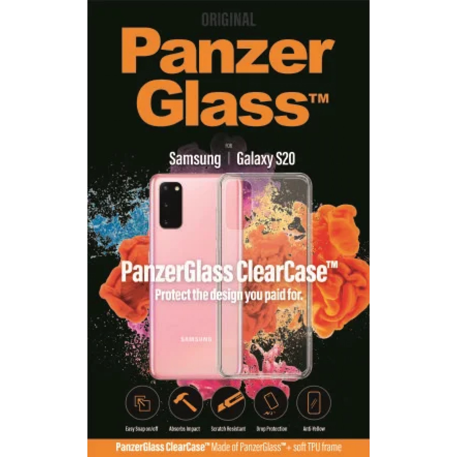 Стъклен протектор PanzerGlass за Samsung Galaxy S20   Черен/Прозрачен
