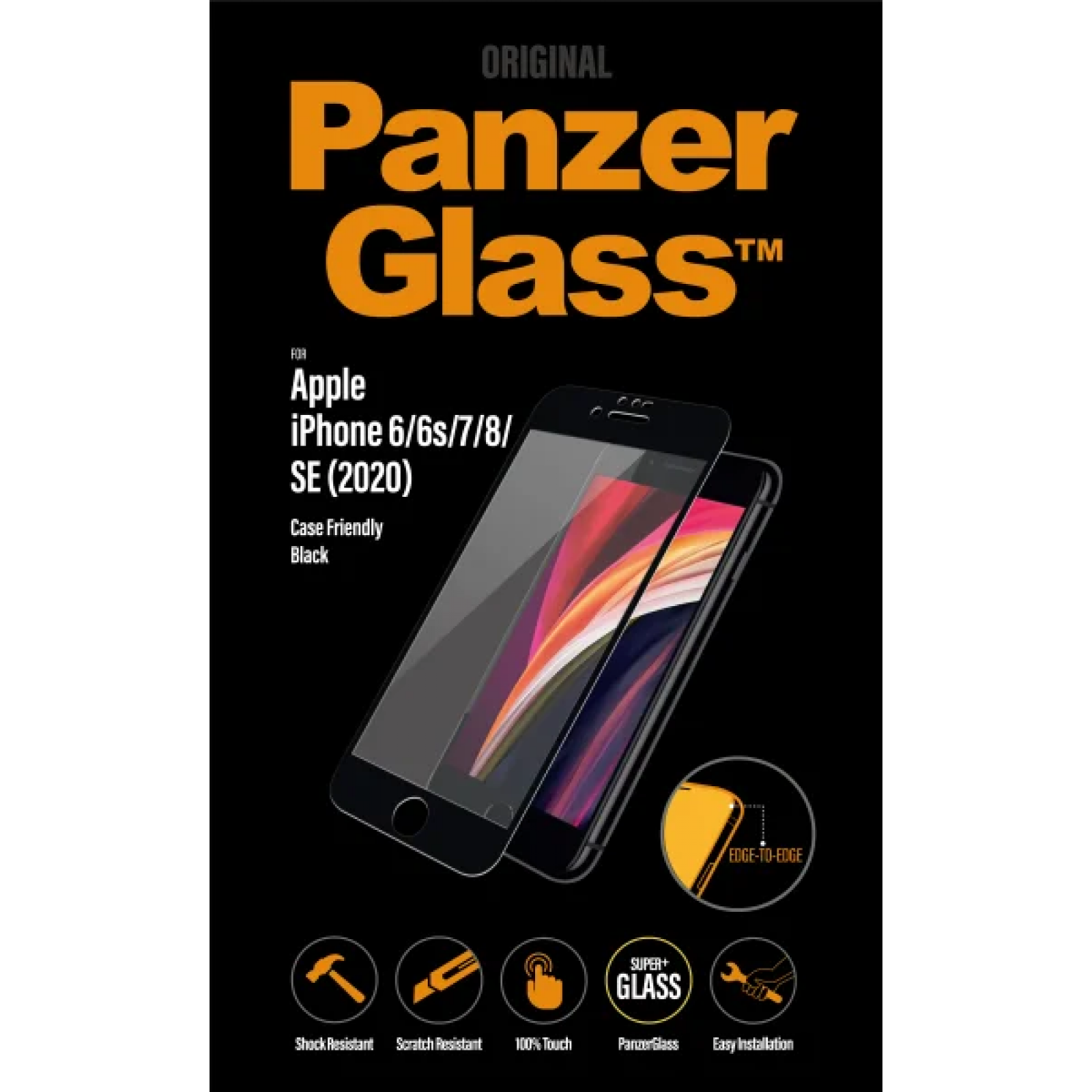Стъклен протектор Apple iPhone SE2020//6s/7/8 PanzerGlass CaseFriendly - Черно