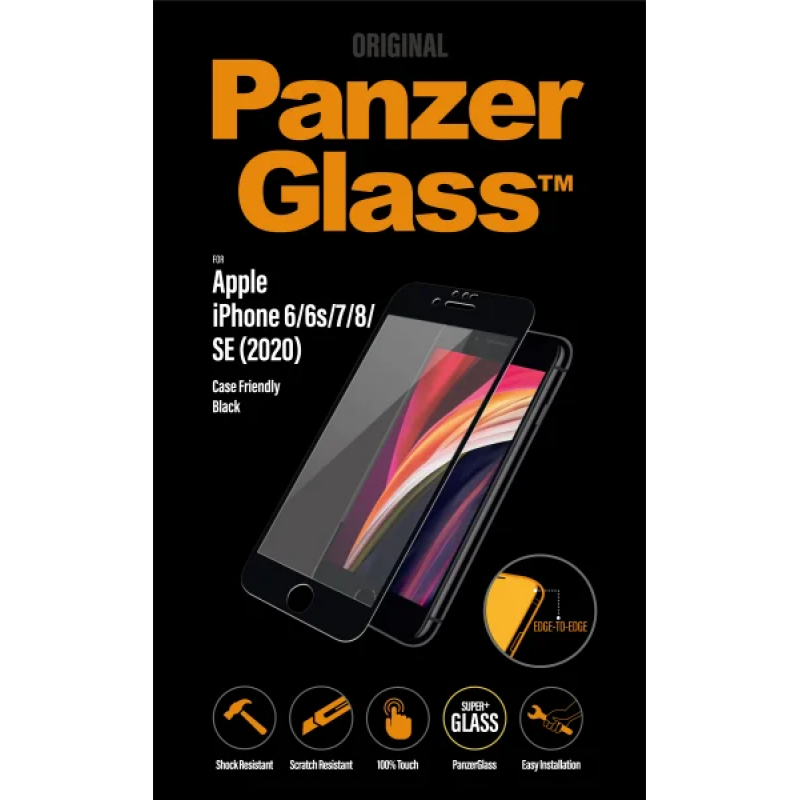 Стъклен протектор Apple iPhone SE2020//6s/7/8 PanzerGlass CaseFriendly - Черно