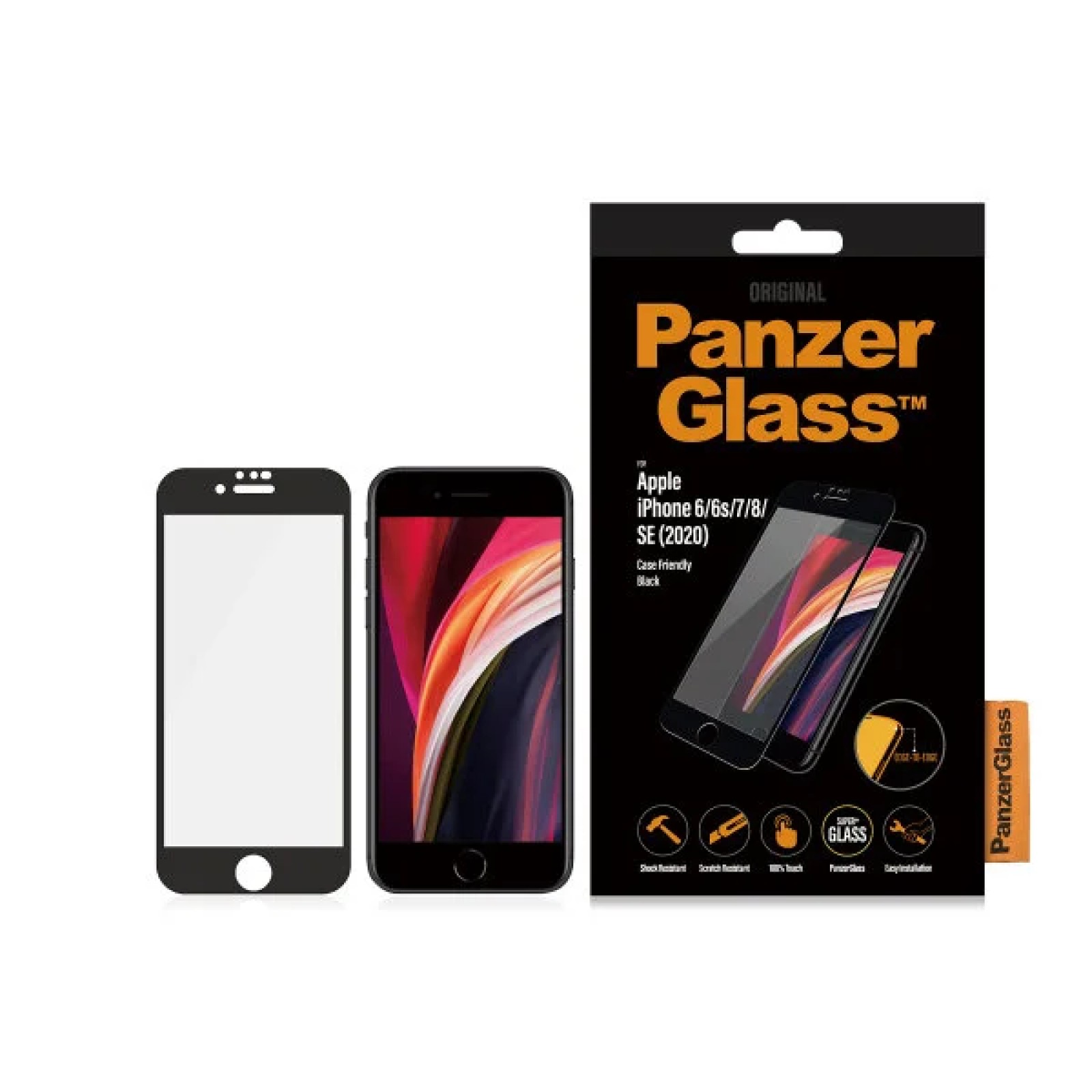 Стъклен протектор Apple iPhone SE2020//6s/7/8 PanzerGlass CaseFriendly - Черно