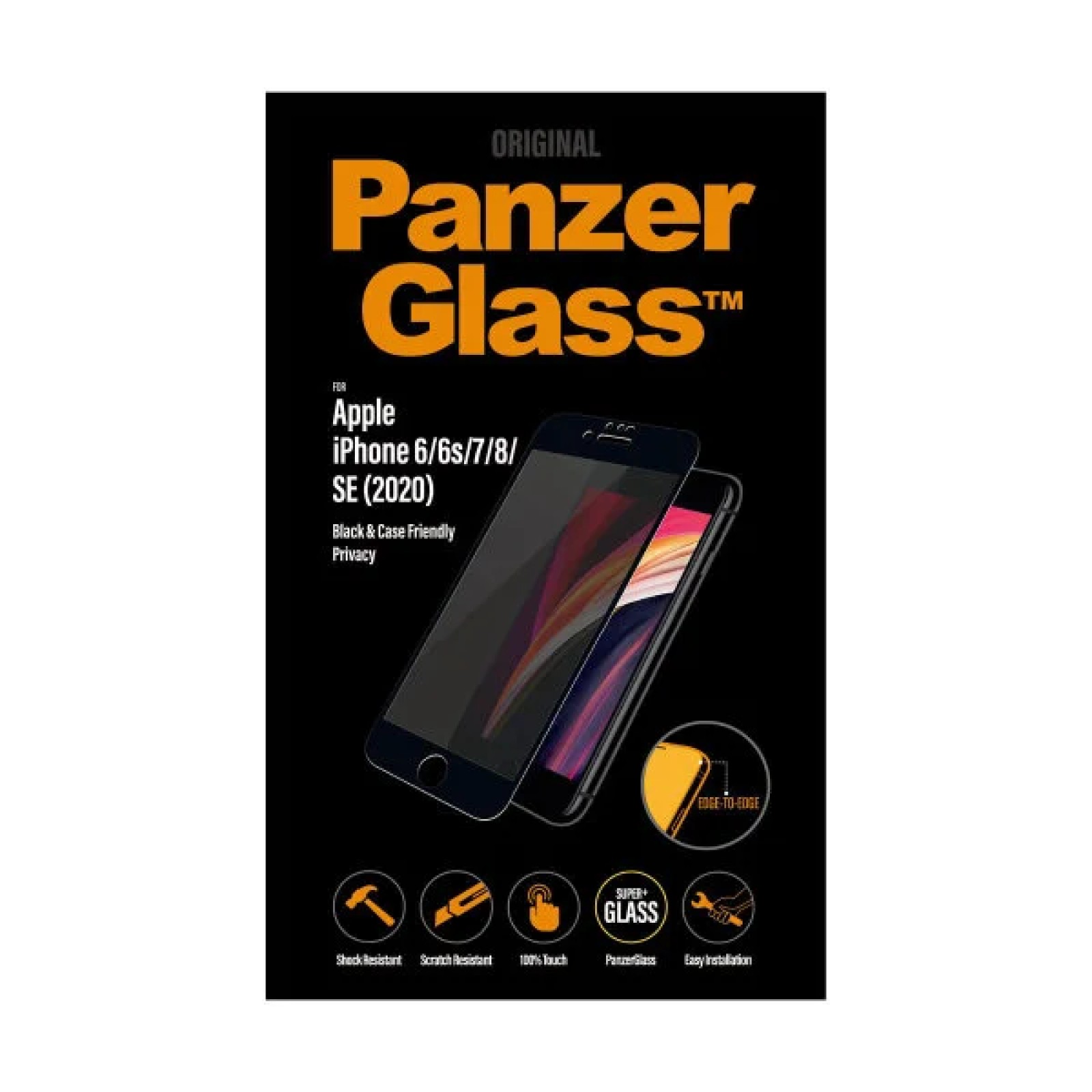 Стъклен протектор Apple iPhone SE2020//6s/7/8 PanzerGlass CaseFriendly, Privacy - Черно