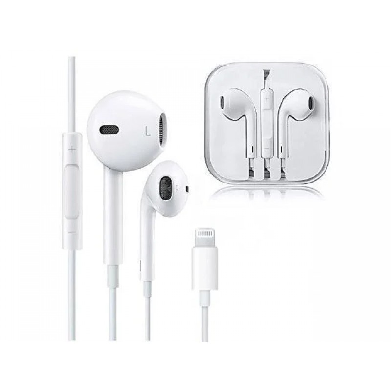 Слушалки MEGA BASS Earphones - Iphone 7/7Plus/8/8Plus/X Lightning бели