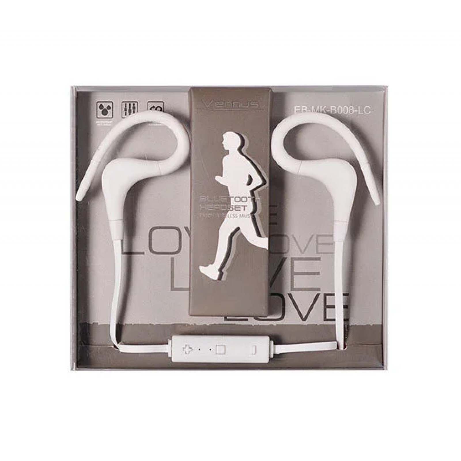 Bluetooth слушалки спортни VENNUS Earphones -  BT-1 Бели