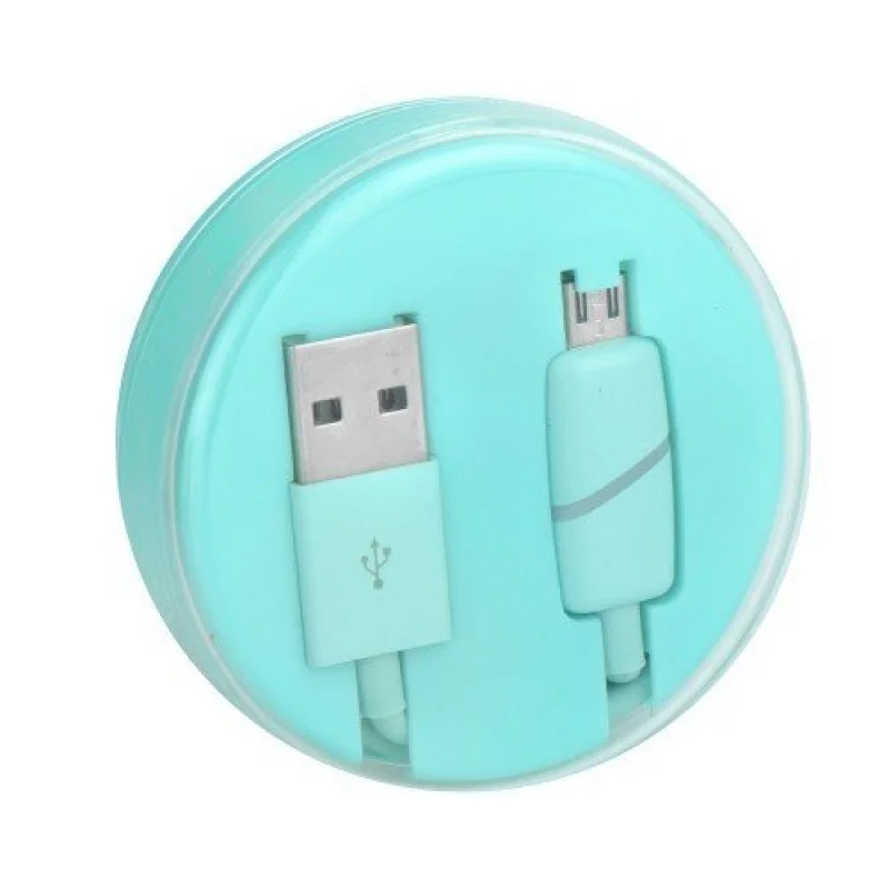 Data Кабел Micro USB BOX Ring Бледо зелен...