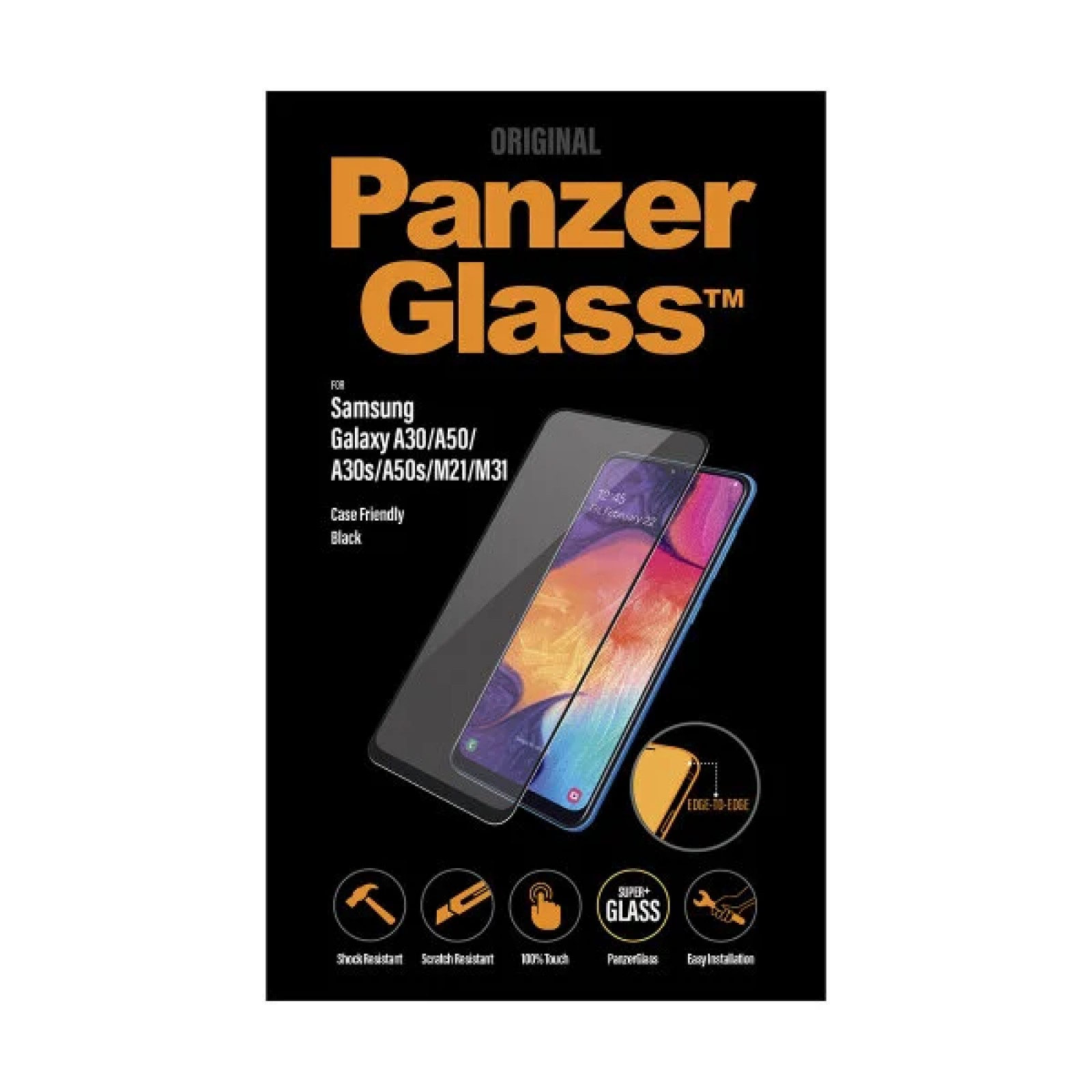 Стъклен протектор PanzerGlass за Samsung Galaxy A50 Case Friendly Черен