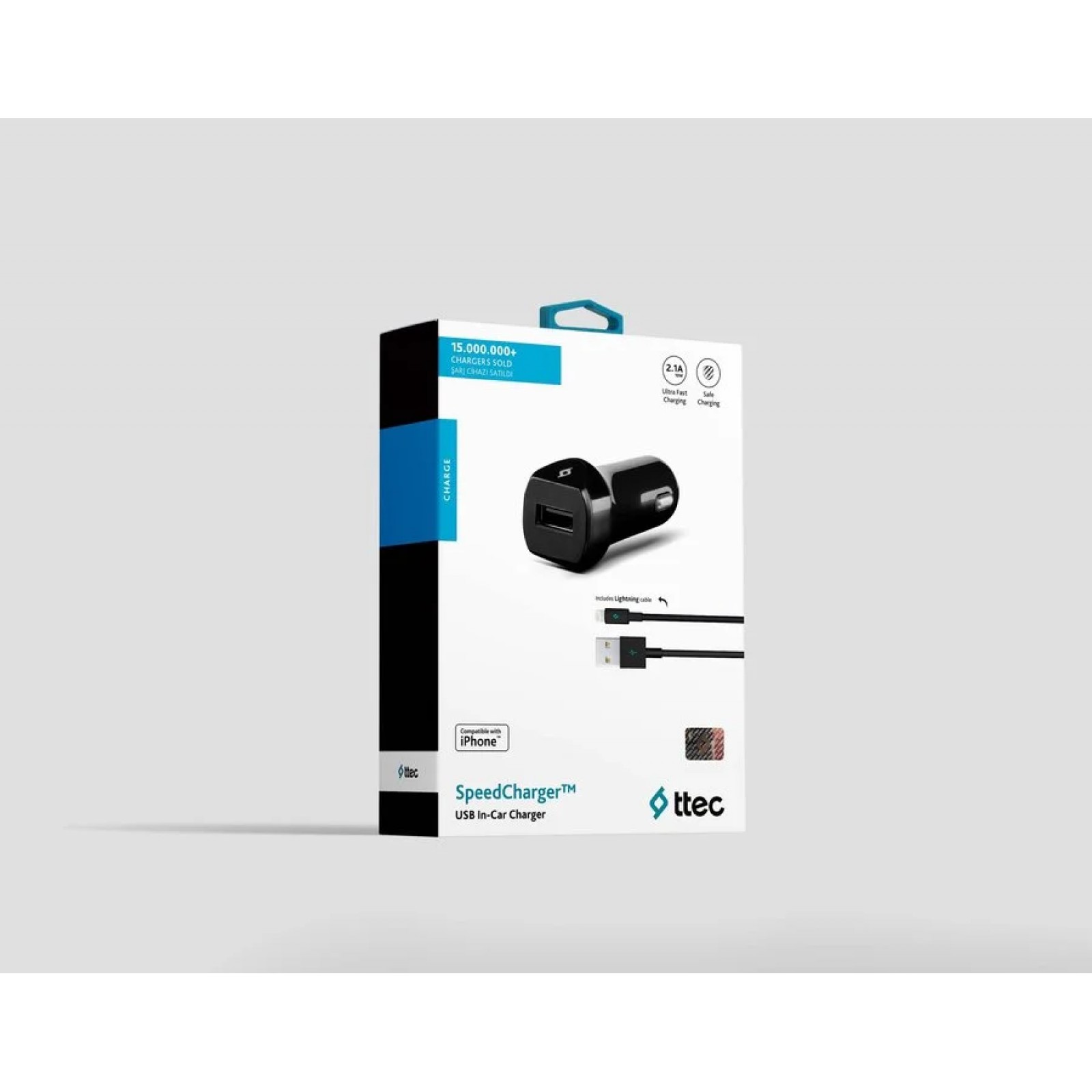 Зарядно за кола 12V SpeedCharger USB In-Car Charger, 2.1A, incl. Lightning Cable - Черно