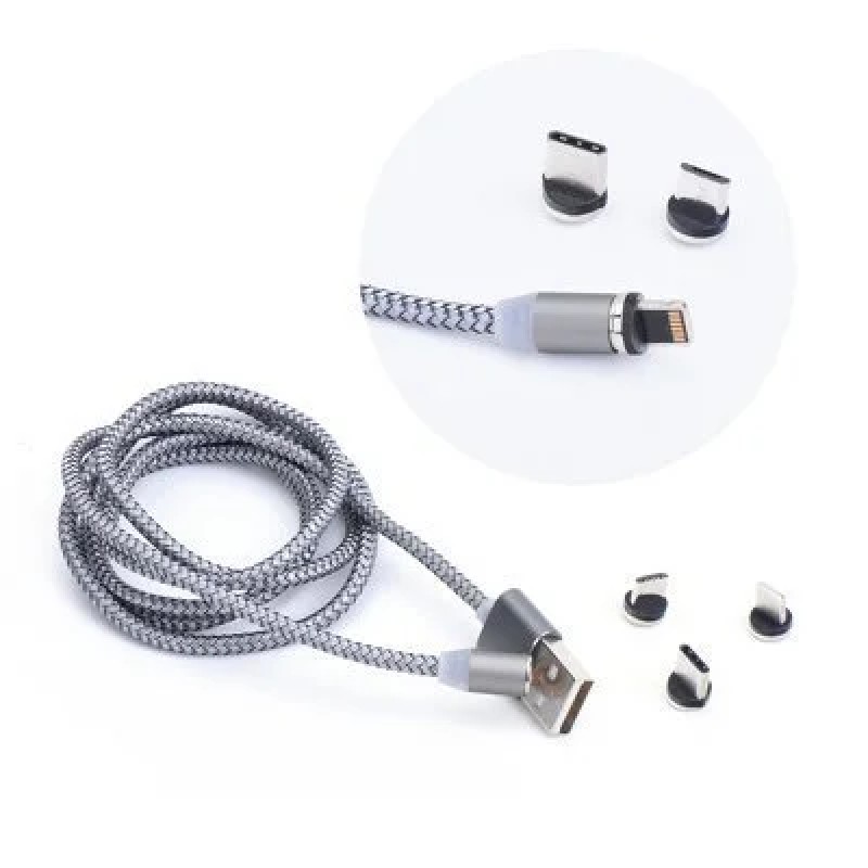 Магнитен кабел 3 в1  Micro + Lightning + Type C