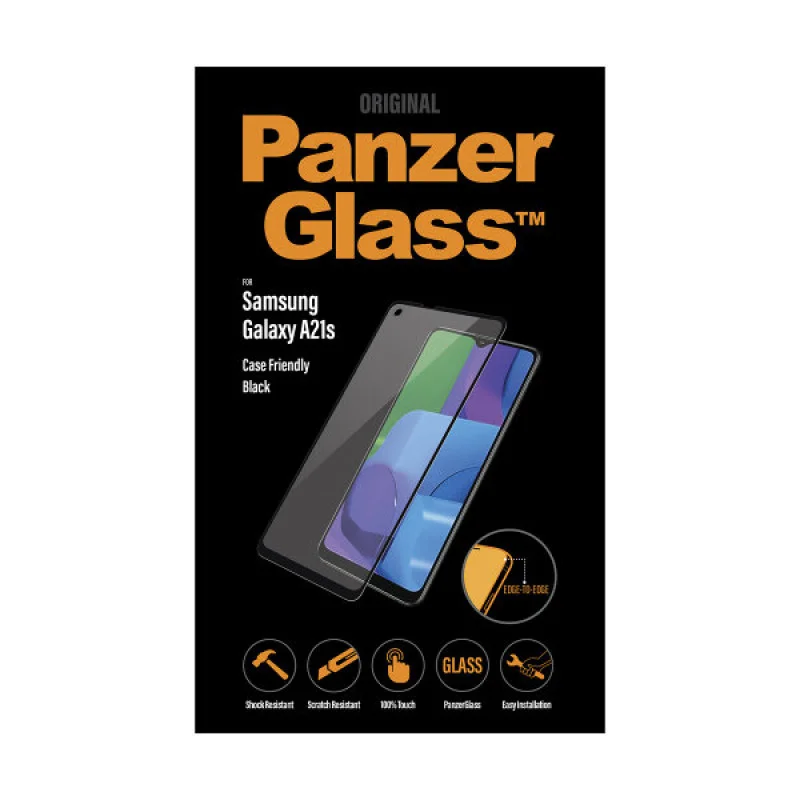 Стъклен протектор PanzerGlass за Samsung Galaxy A21s Case Friendly Черен/Прозрачен