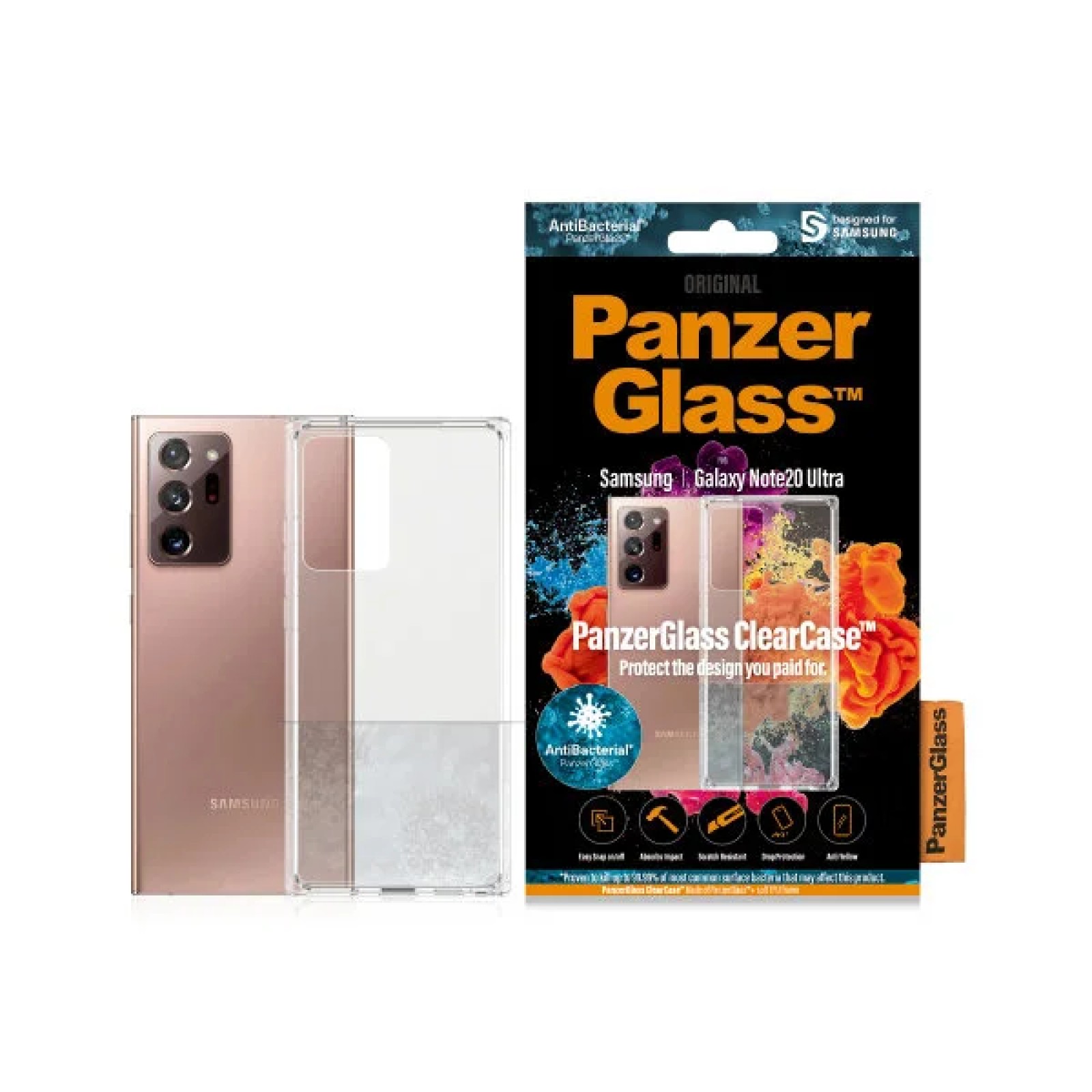 Гръб PanzerGlass AntiBacterial ClearCase за Samsung Galaxy Note 20 Ultra Прозрачен