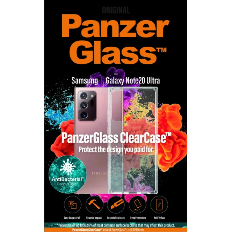 Гръб PanzerGlass AntiBacterial ClearCase за Samsung Galaxy Note 20 Ultra Прозрачен