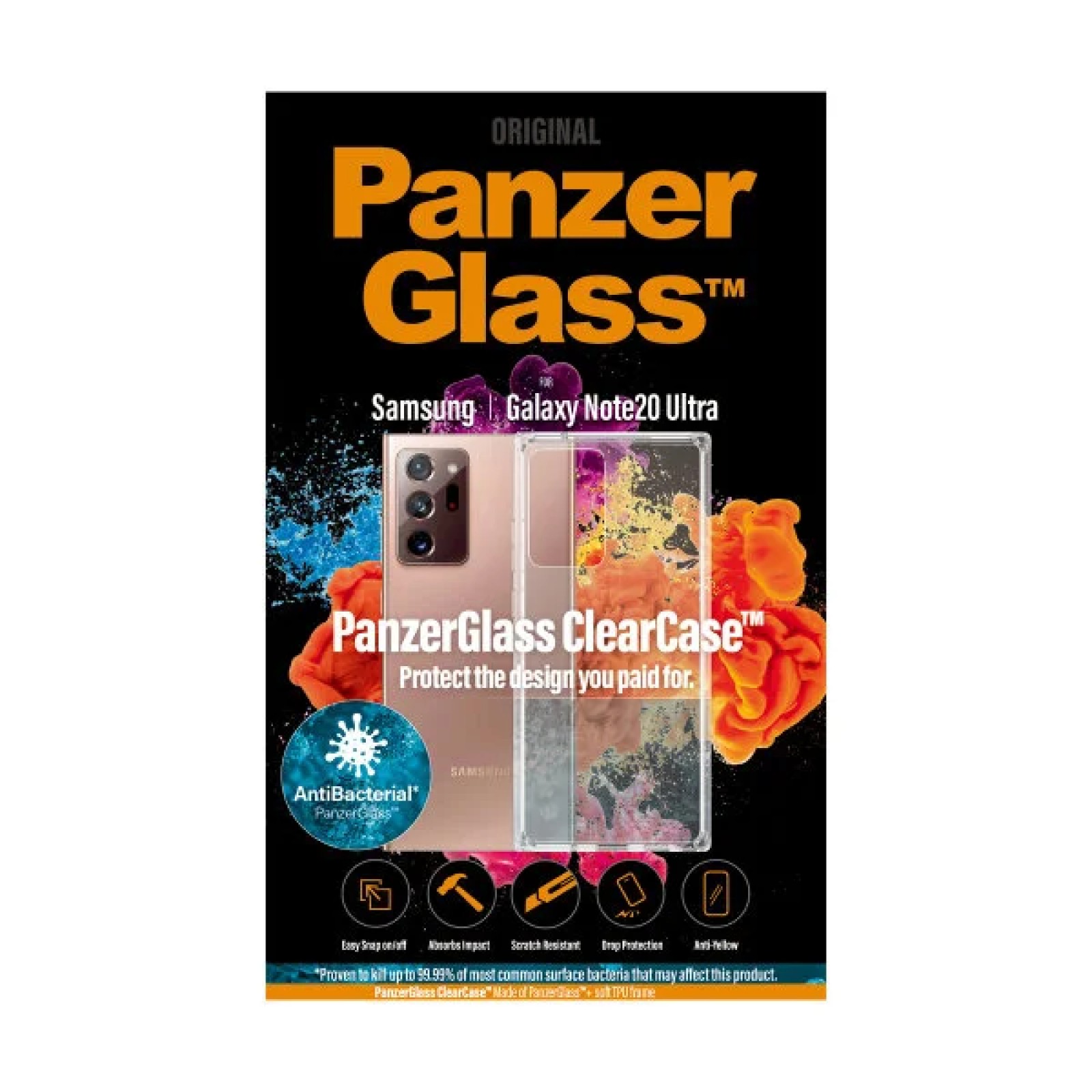 Гръб PanzerGlass AntiBacterial ClearCase за Samsung Galaxy Note 20 Ultra Прозрачен