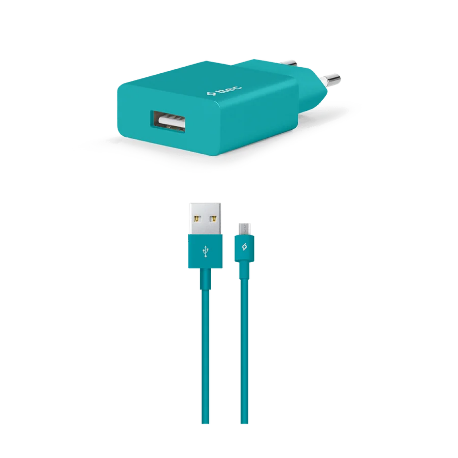 Зарядно 220V SmartCharger USB Travel Charger, 2,1A, incl, Micro USB Cable - Тюркоаз