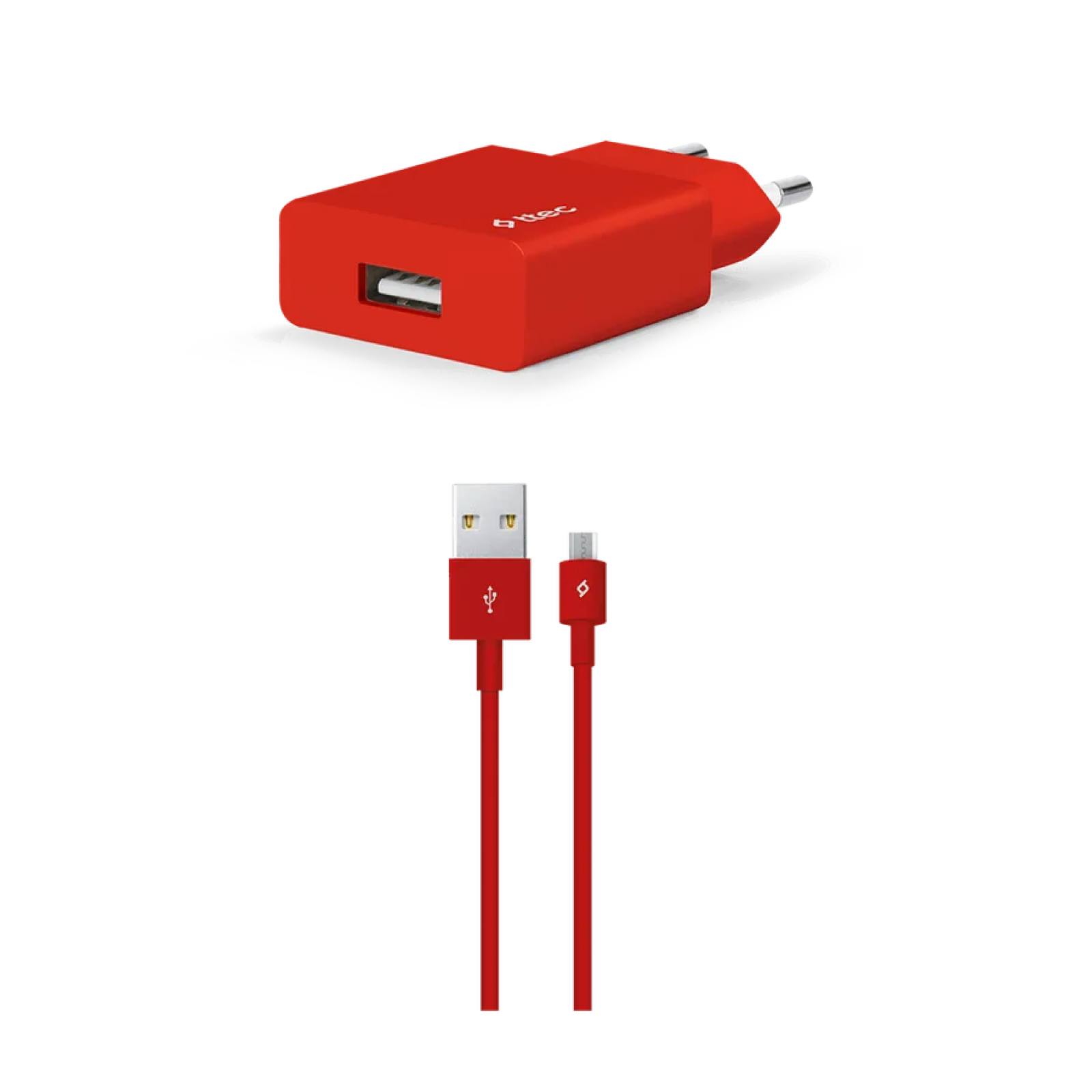 Зарядно 220V SmartCharger USB Travel Charger, 2,1A, incl, Micro USB Cable - Червено, 118096