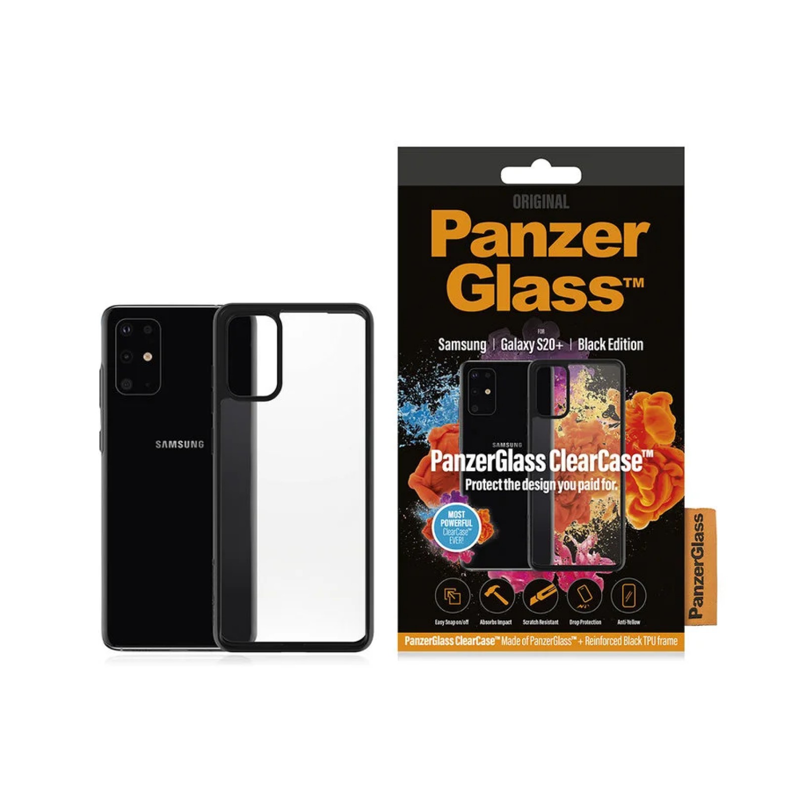 Гръб PanzerGlass Black frame за Samsung Galaxy S20 Plus Прозрачен