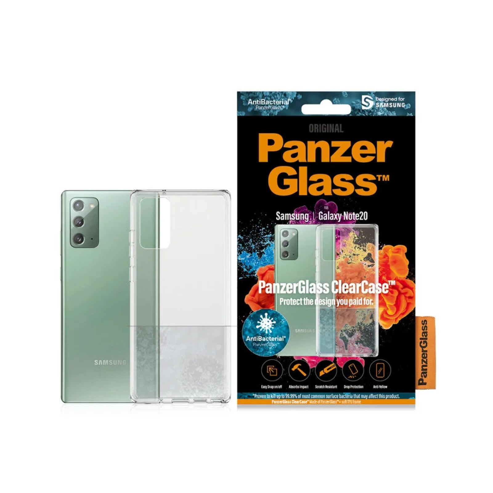 Гръб PanzerGlass AntiBacterial ClearCase за Samsung Galaxy Note 20 Прозрачен