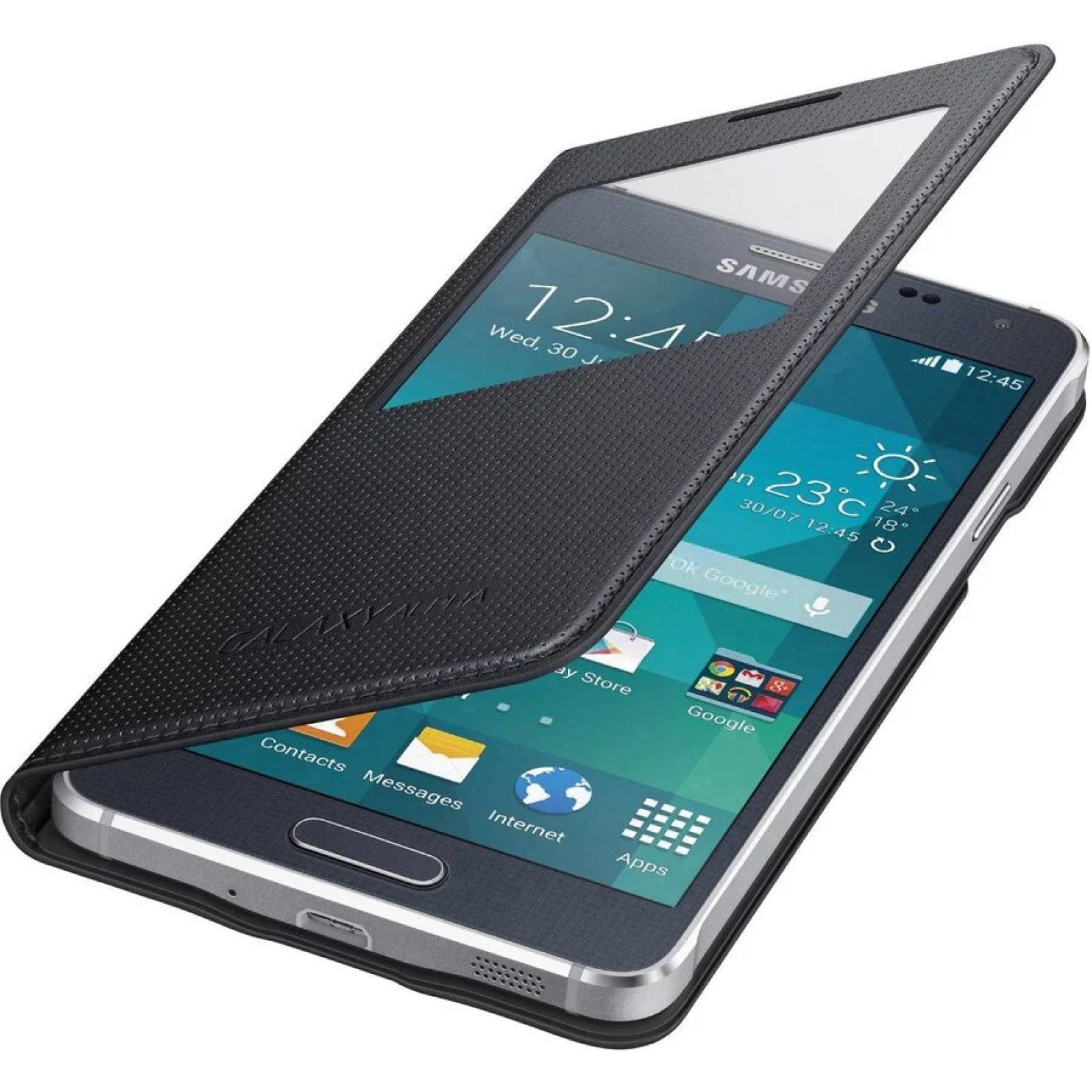 Оригинален калъф  S View за Samsung  Alpha - Черен