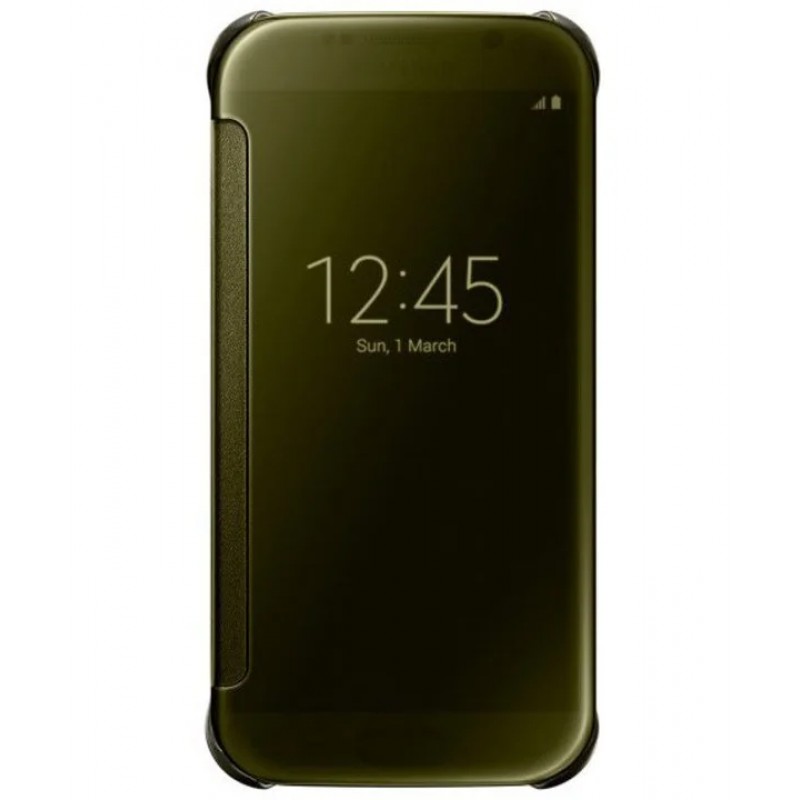 Оригинален флип калъф Clear View за Samsung S6 Златист