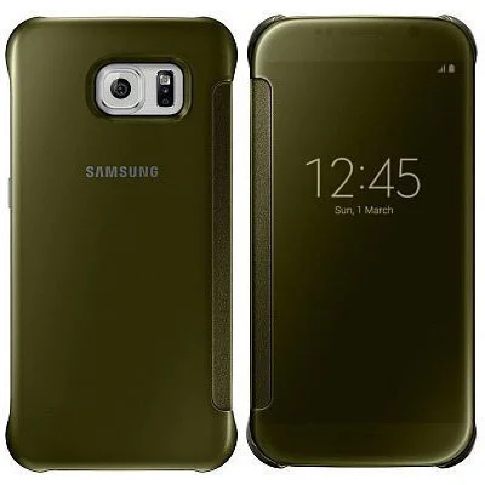 Оригинален флип калъф Clear View за Samsung S6 Златист