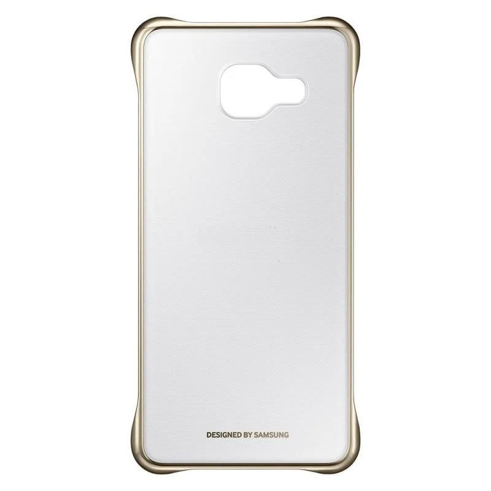 Оригинален твърд гръб за Samsung A3 2016 - Прозрачен с златиста рамка