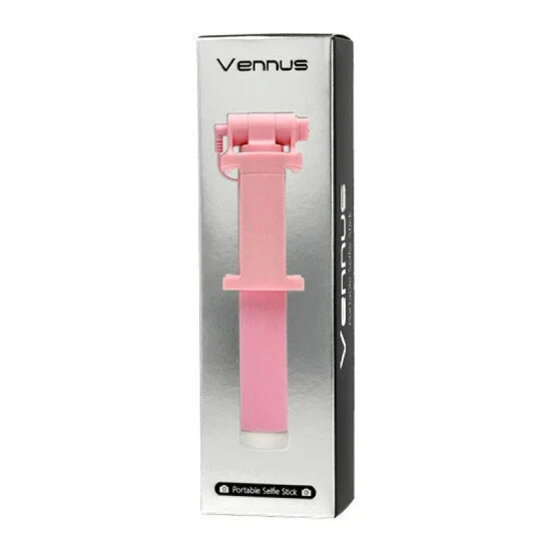 Селфи стик Vennus  - with trigger in the holder and cable – Розов