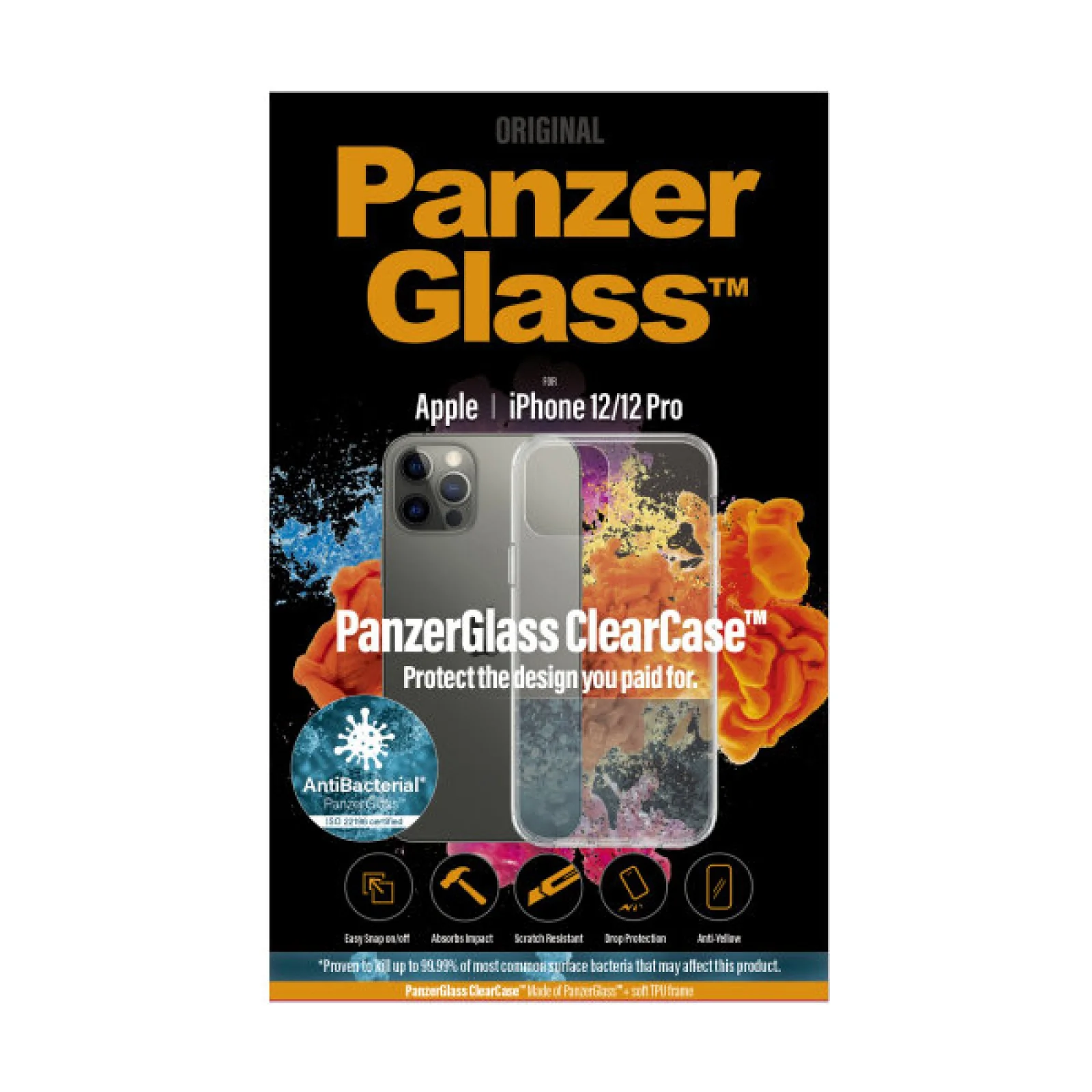 Гръб за Iphone 12 / 12 Pro 6.1" PanzerGlass, AntiBacterial - Прозрачен
