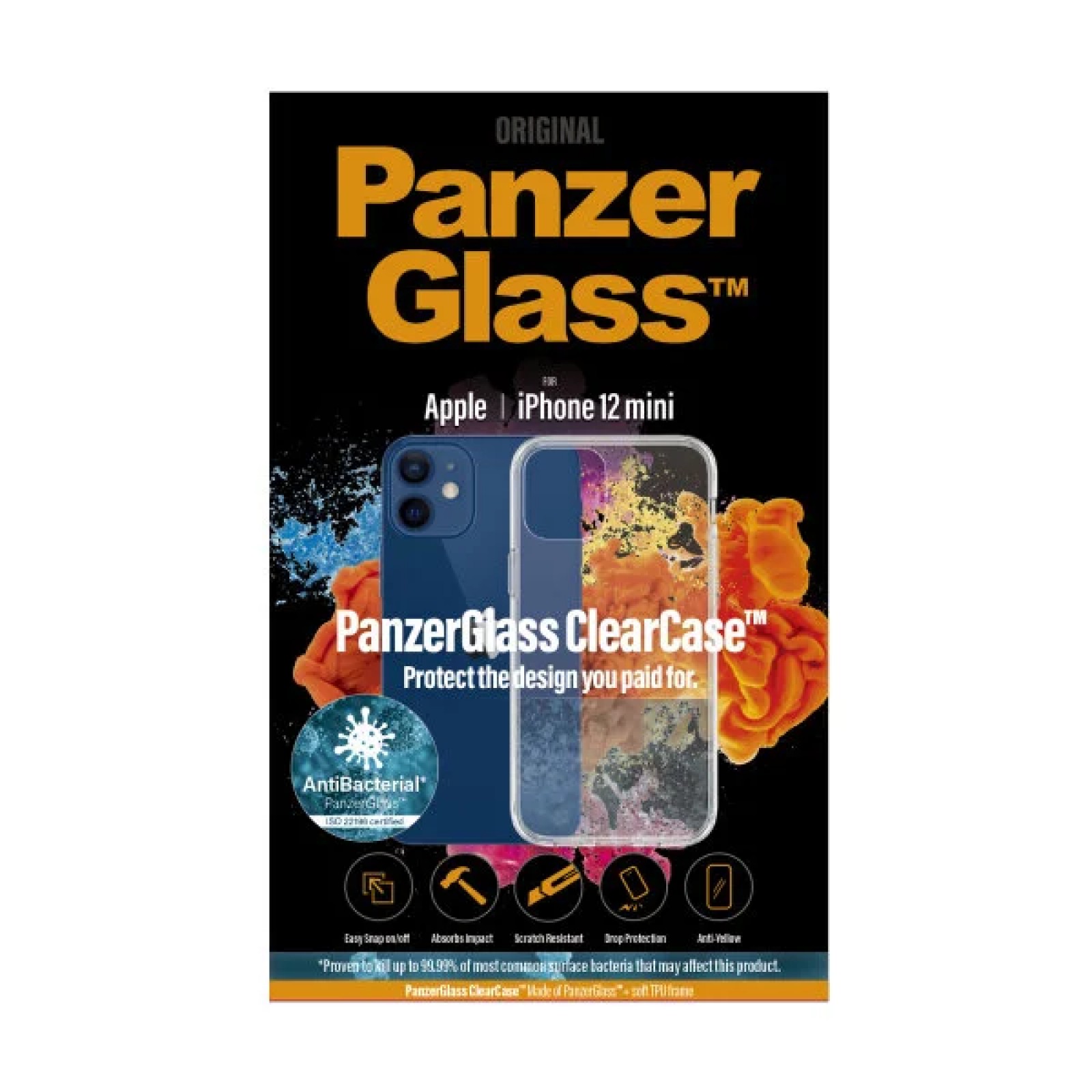 Гръб за Iphone 12 mini 5.4" PanzerGlass, AntiBacterial - Прозрачен