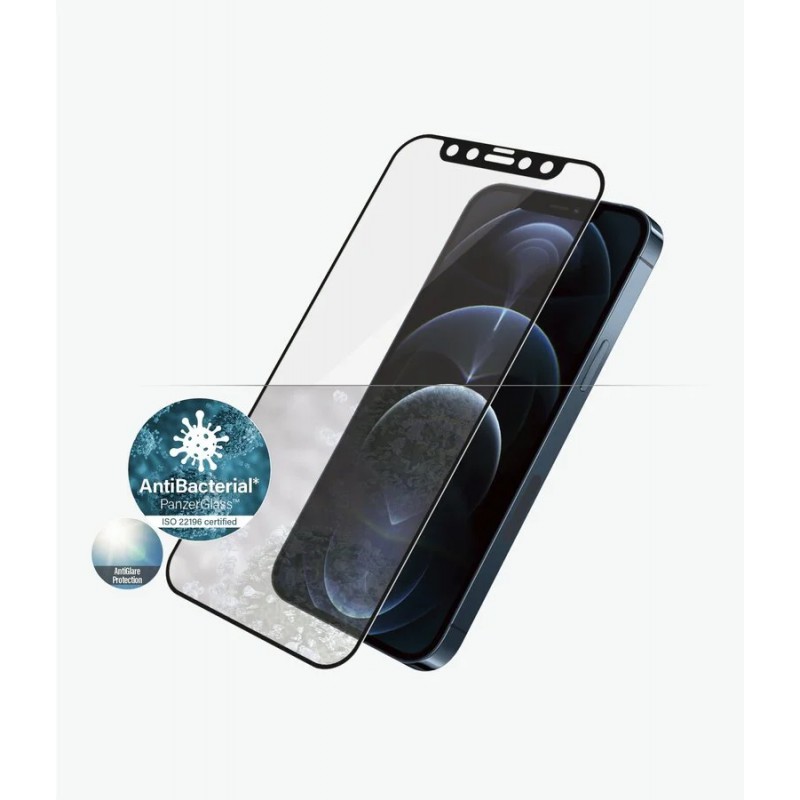 Стъклен протектор PanzerGlass за Apple iPhone 12 Pro Max Case Friendly AntiBacterial AntiGlare Черен