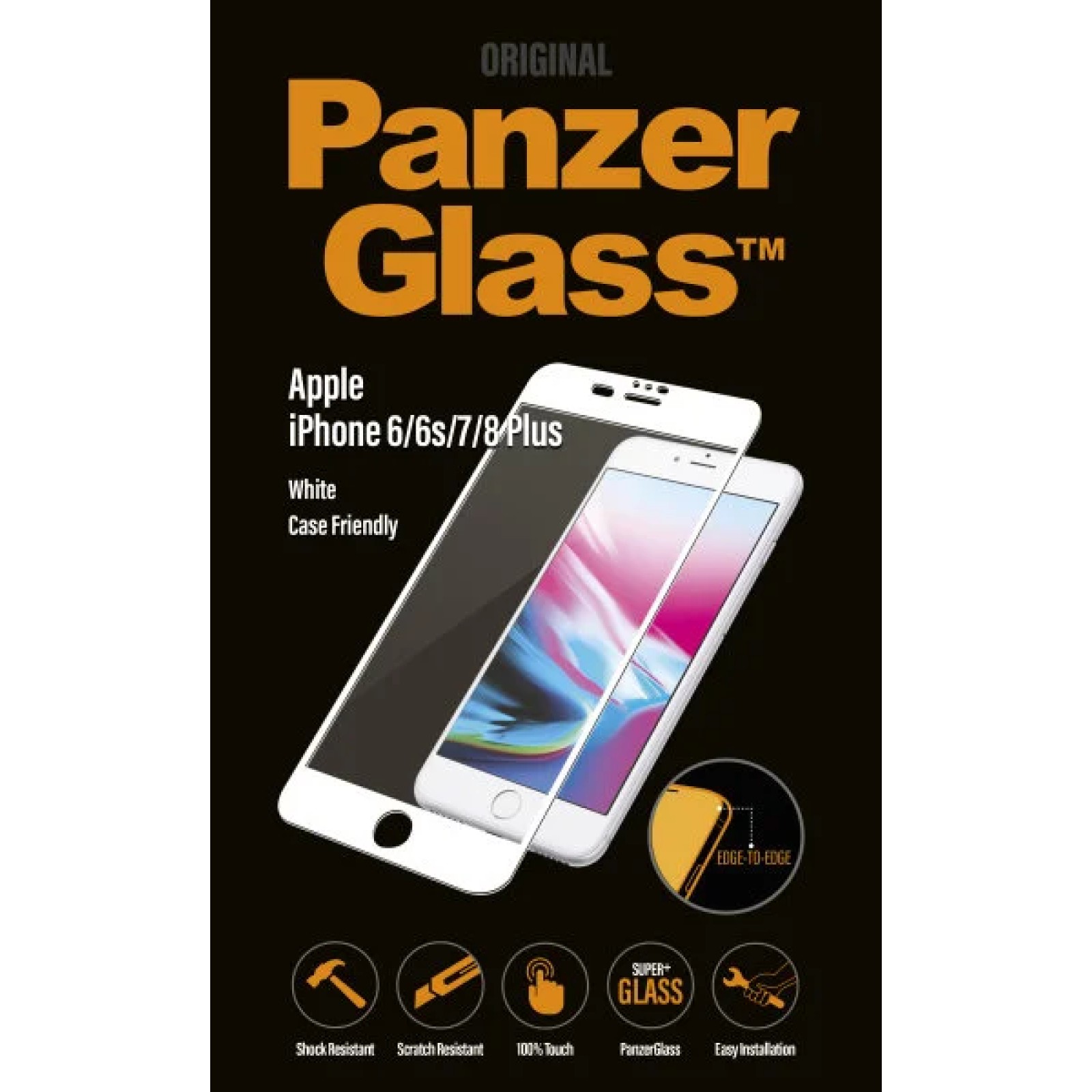 Стъклен протектор PanzerGlass за Apple iPhone 7 Plus/8 Plus Case Friendly Бял