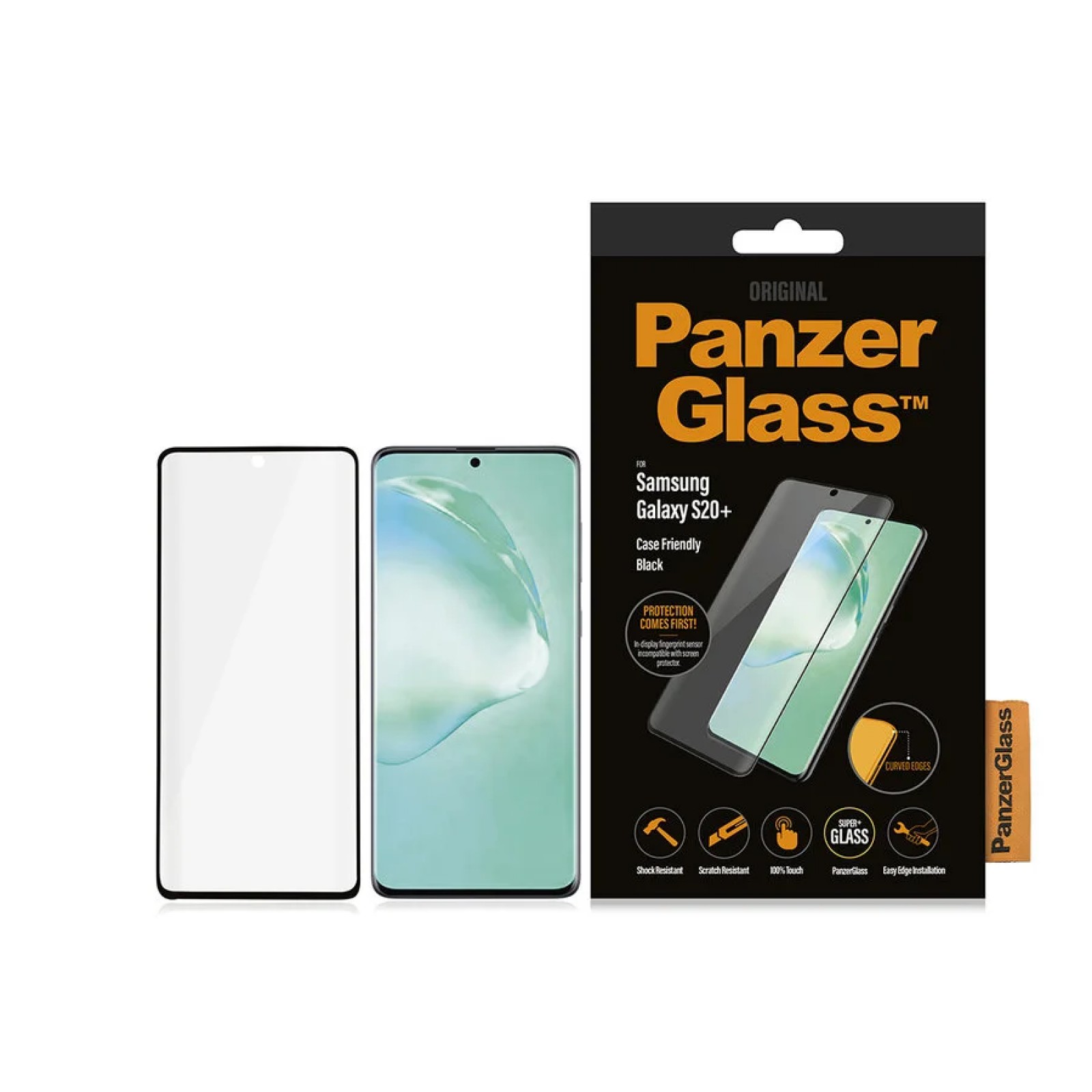 Стъклен протектор PanzerGlass за Samsung Galaxy S20 Plus Case Friendly Черен