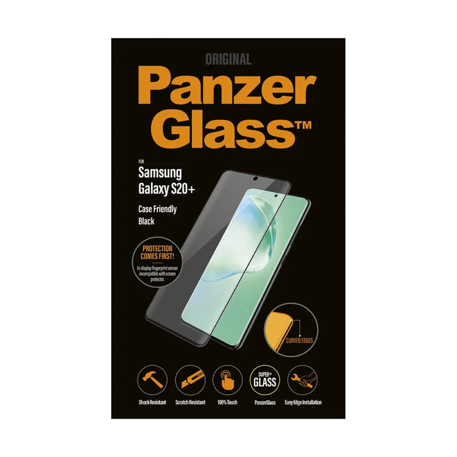 Стъклен протектор PanzerGlass за Samsung Galaxy S20 Plus Case Friendly Черен