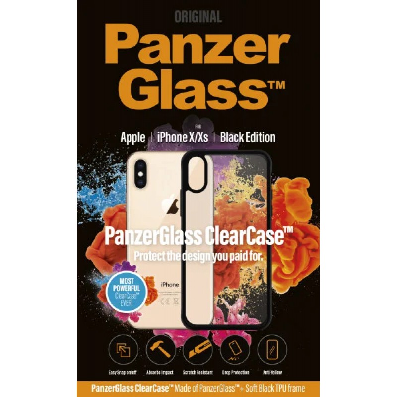 Гръб PanzerGlass Black frame за Apple iPhone X/XS Прозрачен