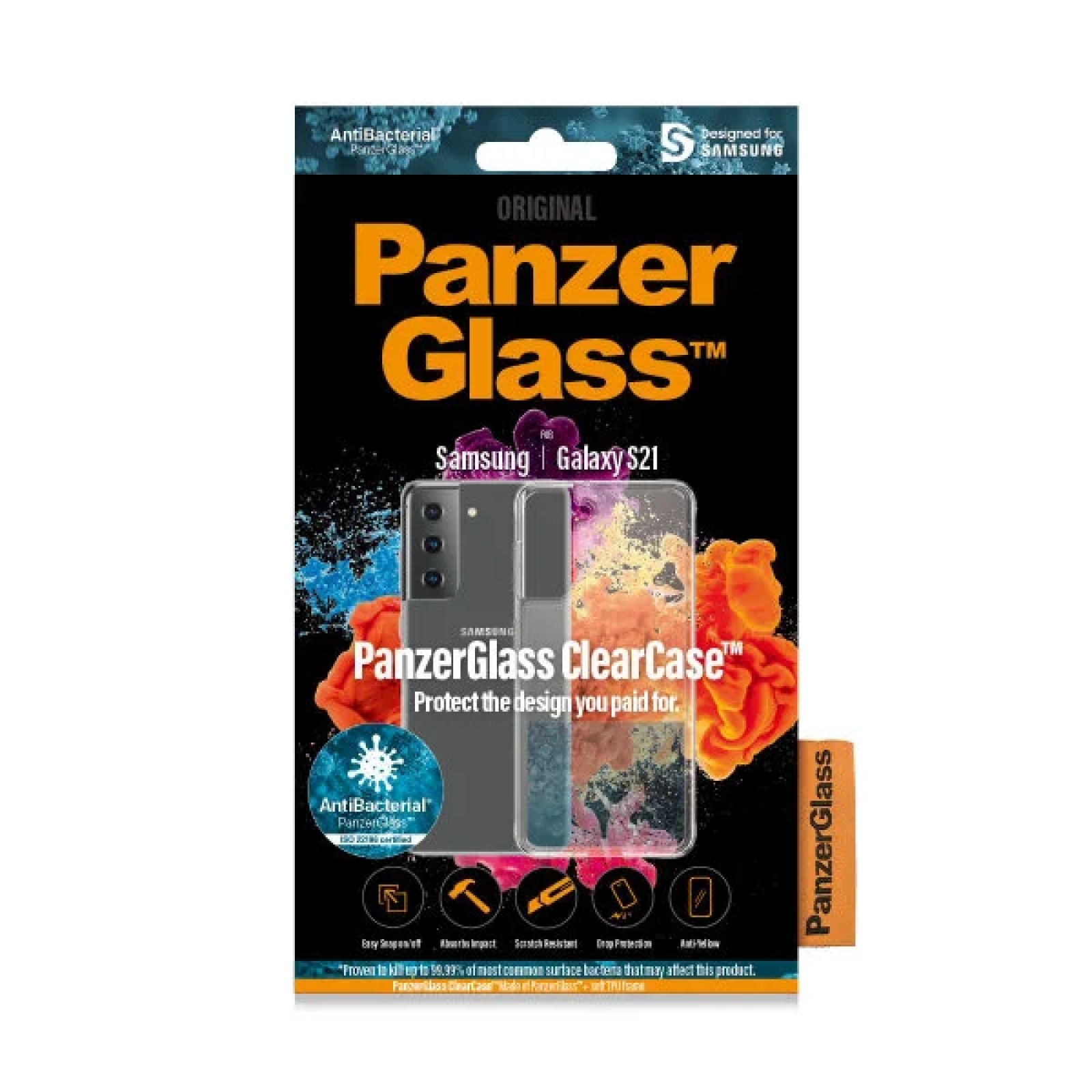 Гръб PanzerGlass AntiBacterial за Samsung Galaxy S21 Прозрачен