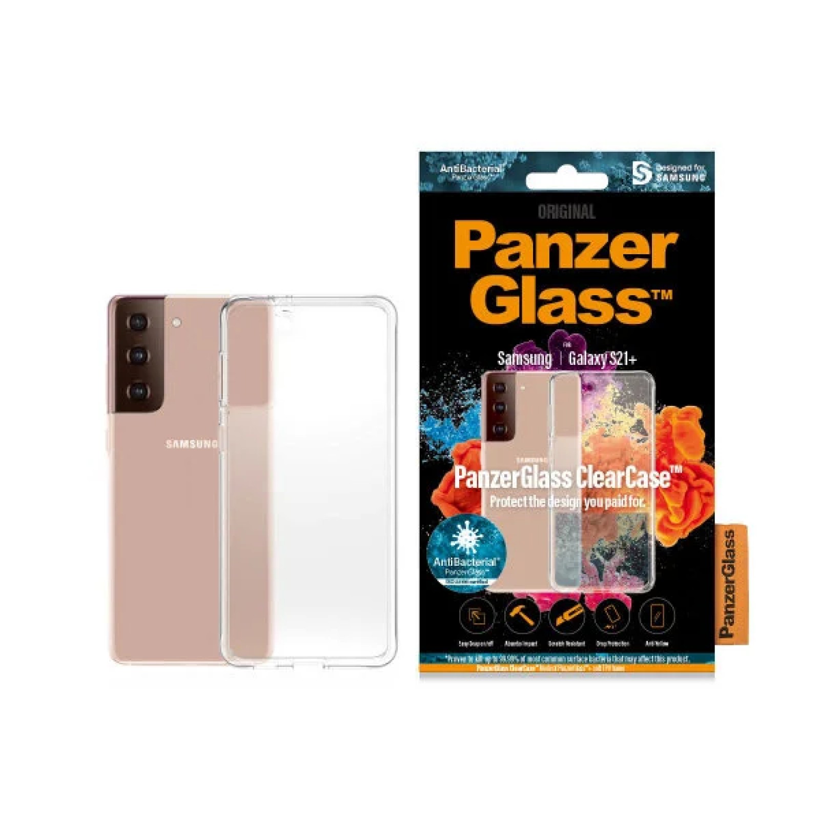 Гръб PanzerGlass AntiBacterial за Samsung Galaxy S21 Plus Прозрачен