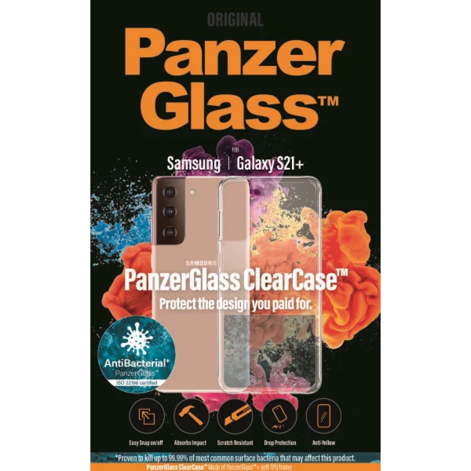 Гръб PanzerGlass AntiBacterial за Samsung Galaxy S21 Plus Прозрачен