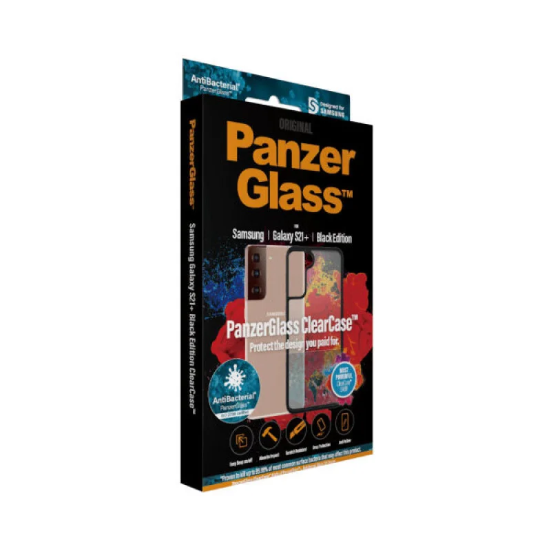 Гръб за Samsung Galaxy S21 Plus PanzerGlass, AntiBacterial - Черна рамка, 118278