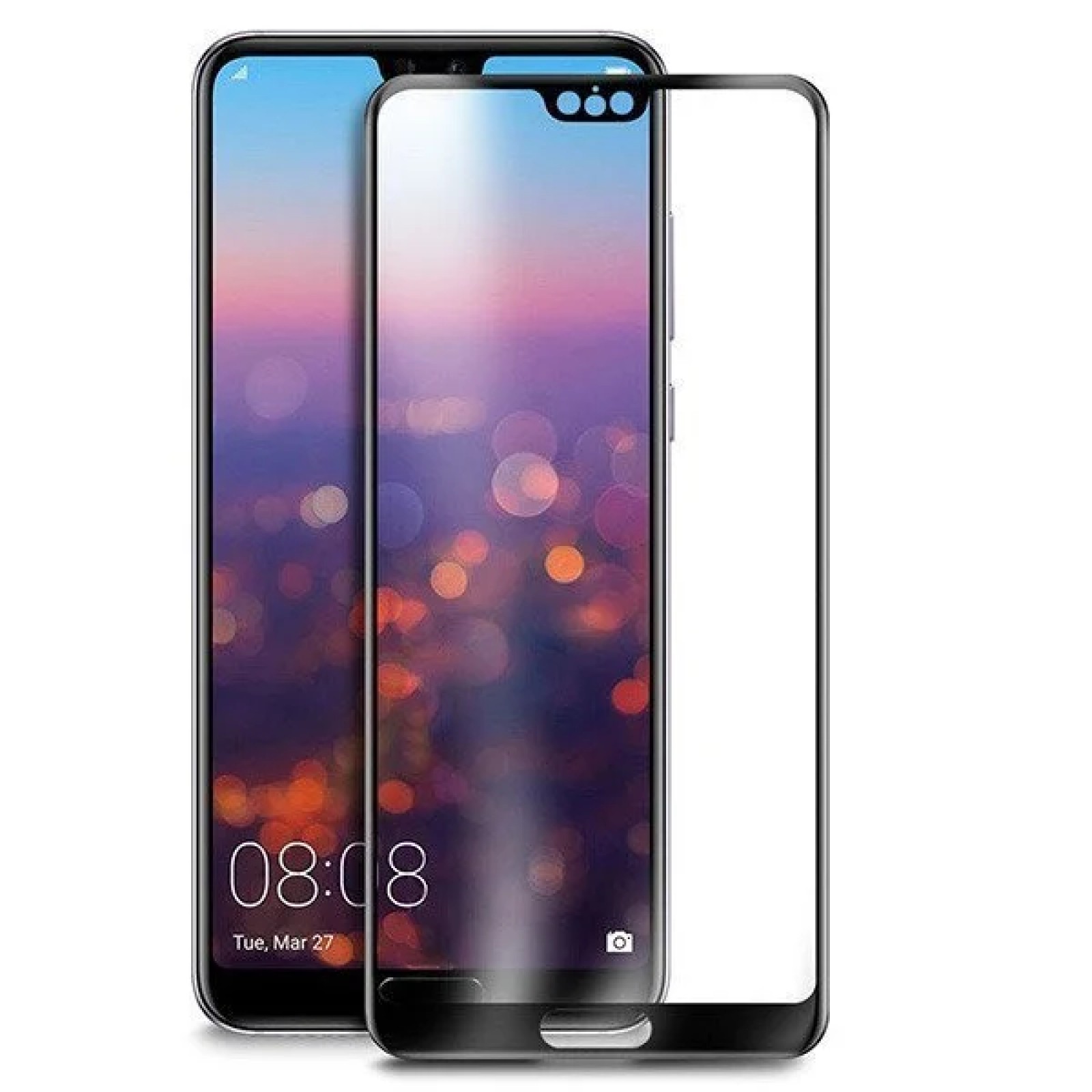 Стъклен протектор Full Glue Huawei Mate 20 / за цял екран - Черна рамка R6/C6