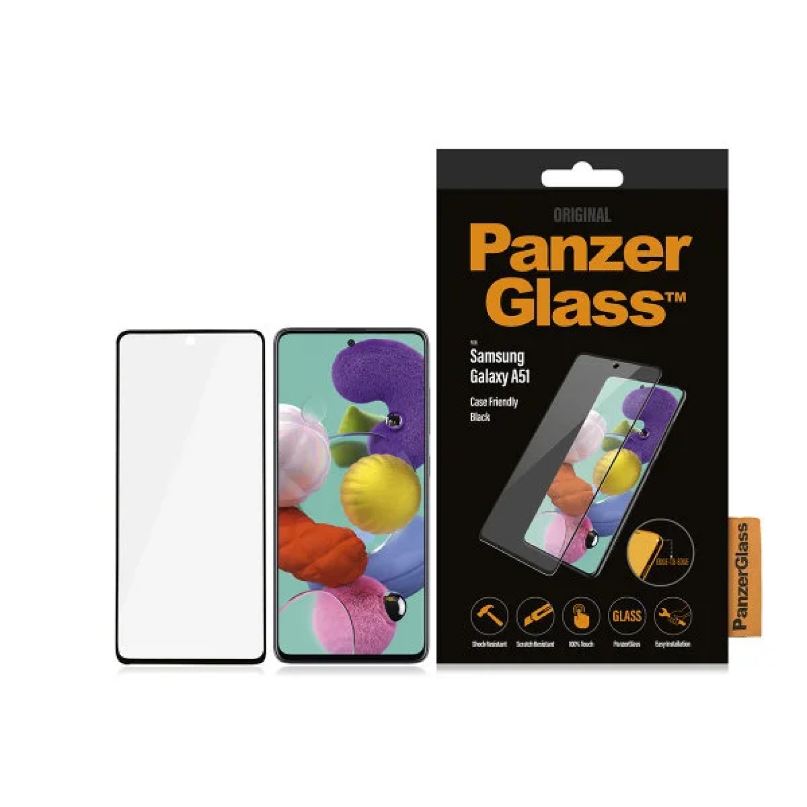 Стъклен протектор PanzerGlass за Samsung Galaxy A51 Case Friendly Черен