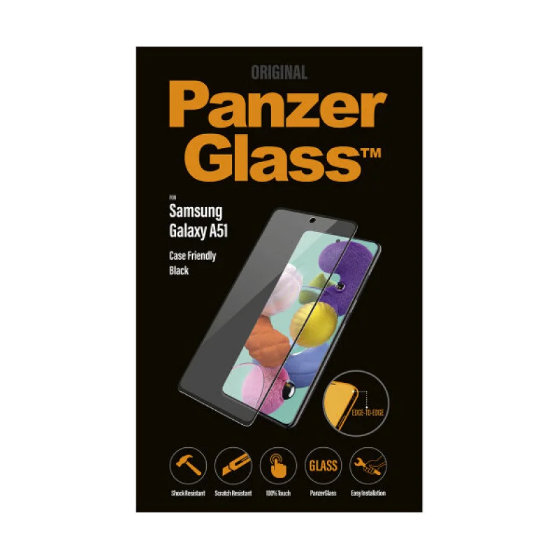 Стъклен протектор PanzerGlass за Samsung Galaxy A51 Case Friendly Черен