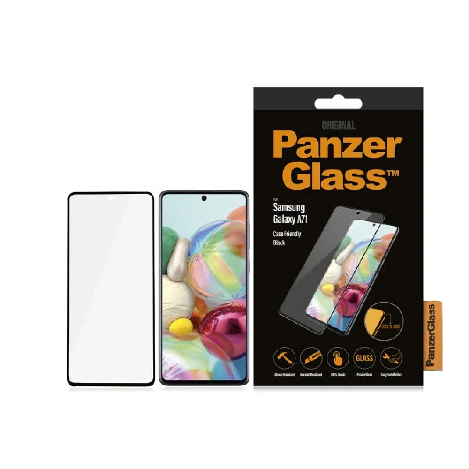 Стъклен протектор PanzerGlass за Samsung Galaxy A71 Case Friendly Черен