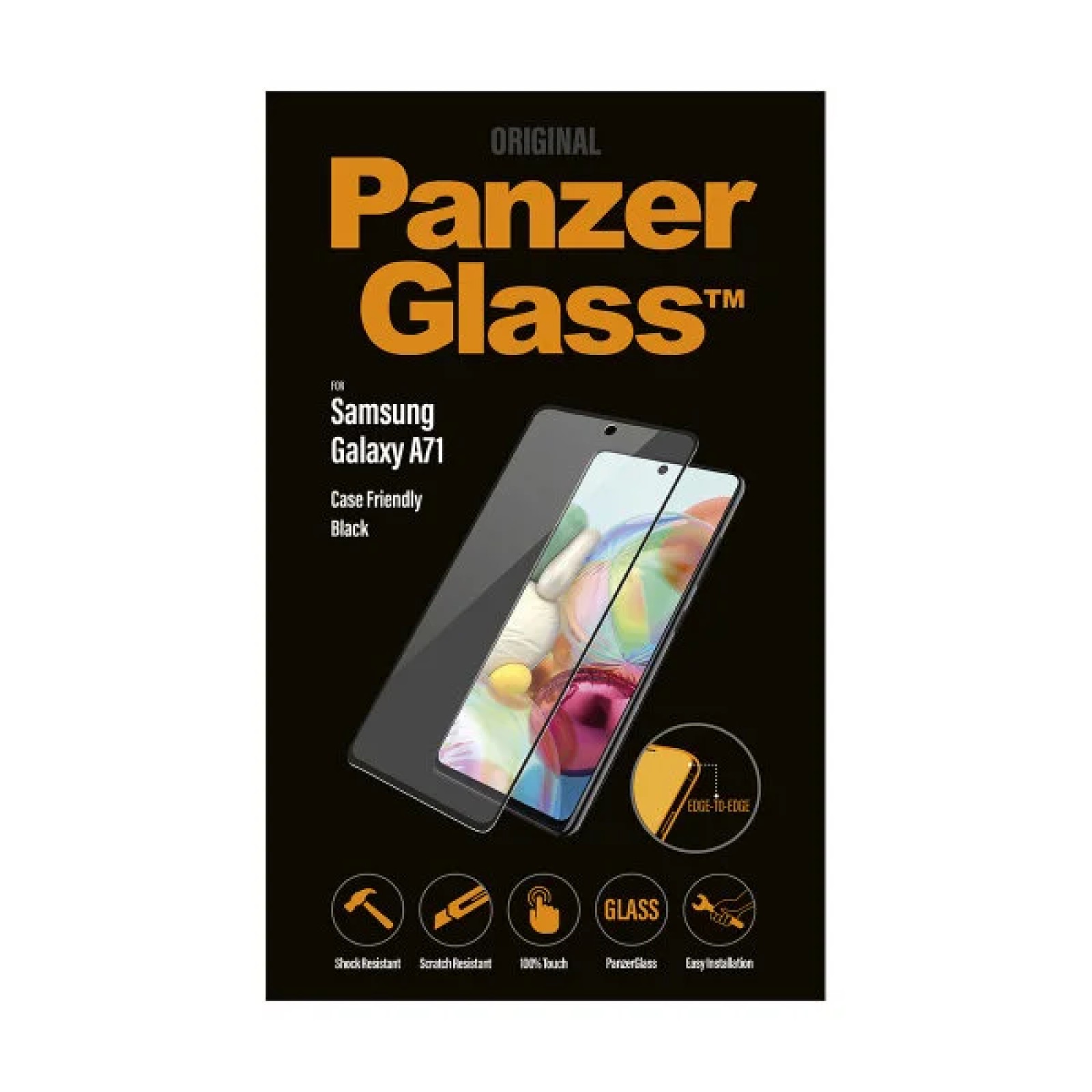 Стъклен протектор PanzerGlass за Samsung Galaxy A71 Case Friendly Черен