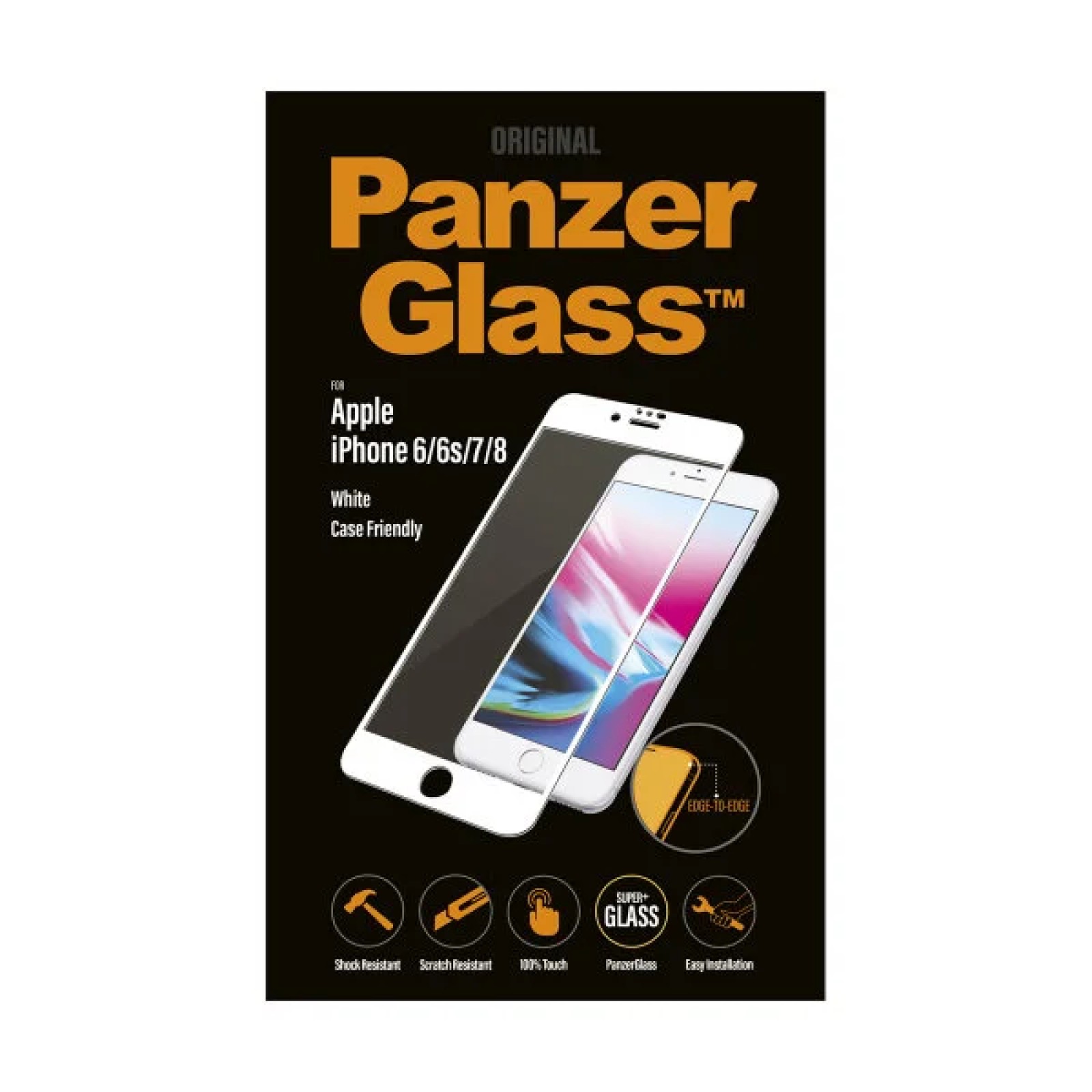 Стъклен протектор PanzerGlass за Apple iPhone 6/6S/7/8/SE 2020 Case Friendly Бял