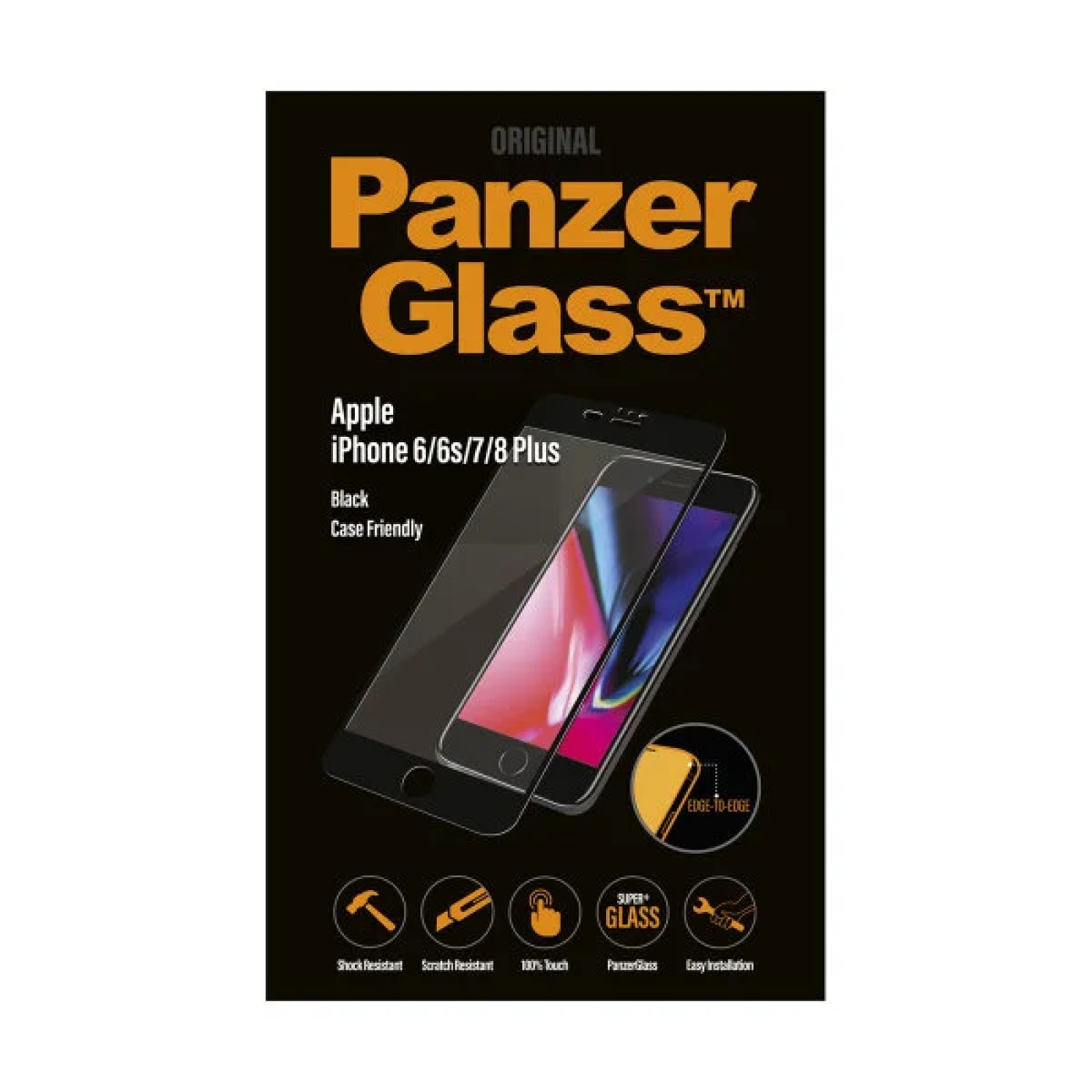 Стъклен протектор PanzerGlass за Apple iPhone 7 Plus/8 Plus Case Friendly Черен
