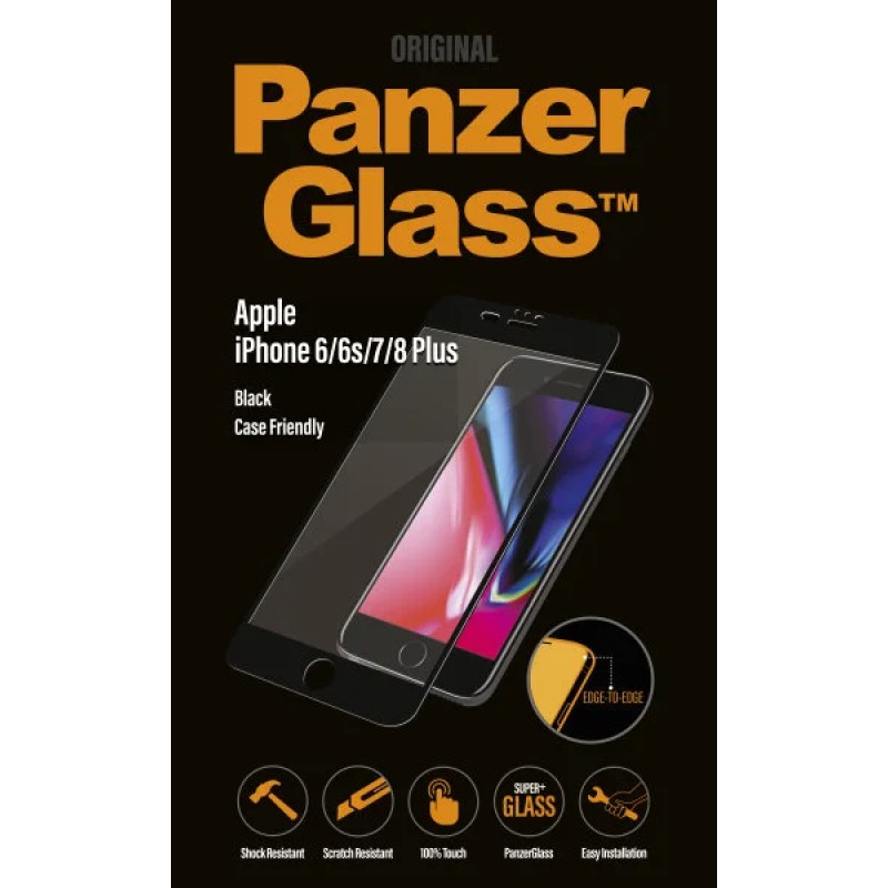 Стъклен протектор PanzerGlass за Apple iPhone 7 Plus/8 Plus Case Friendly Черен