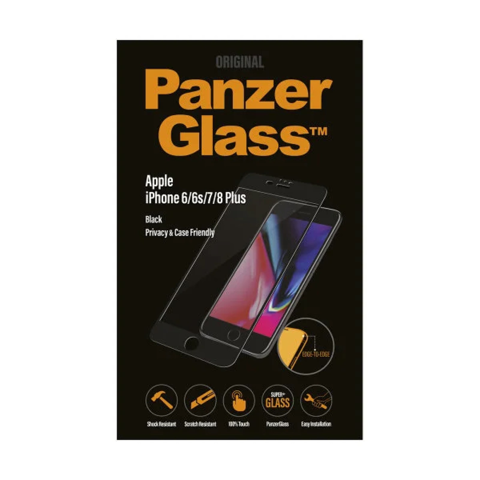 Стъклен протектор PanzerGlass за Apple iPhone 7 Plus/8 Plus Case Friendly Privacy Черен