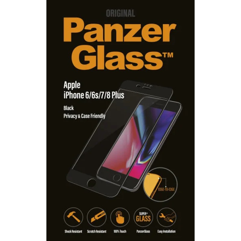 Стъклен протектор PanzerGlass за Apple iPhone 7 Plus/8 Plus Case Friendly Privacy Черен