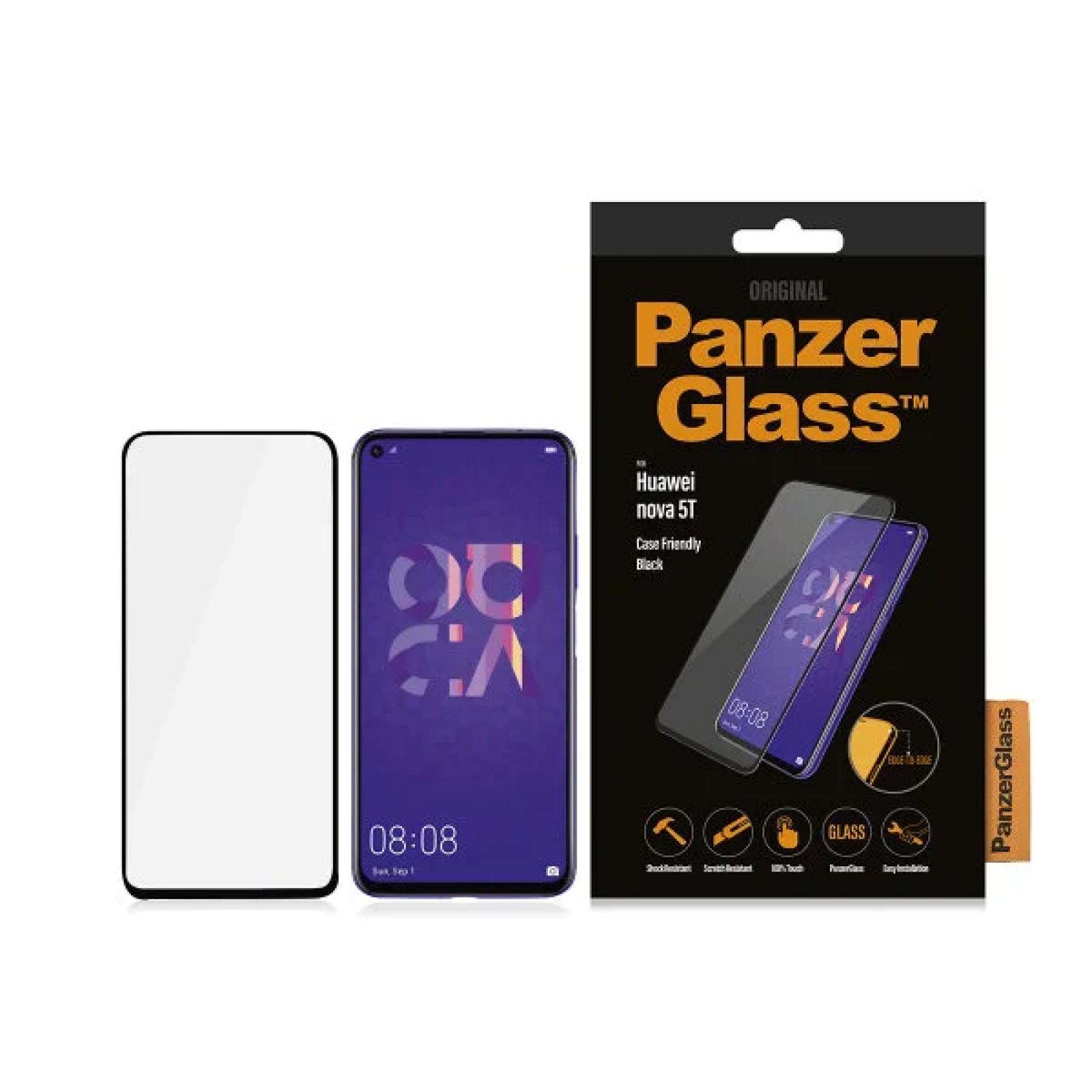Стъклен протектор PanzerGlass за Huawei/Honor Nova 5T Case Friendly Черен